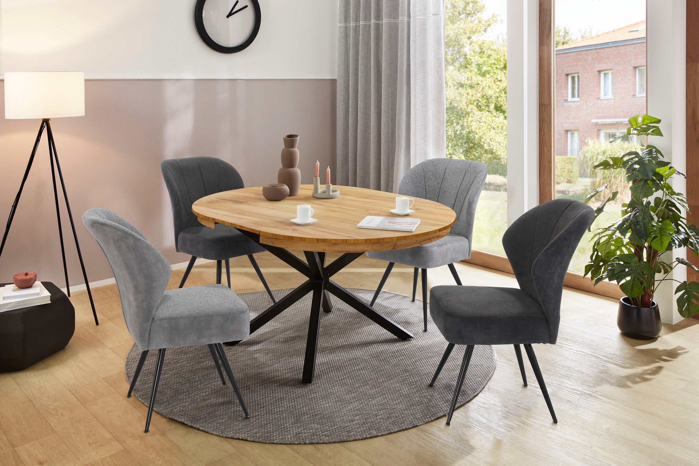Jockenhöfer Gruppe Freischwinger »Oder«, (Set), 4 St., Microfaser, mit Taschenfederkenpolsterung, Materialmix, in 2 Farben bestellbar