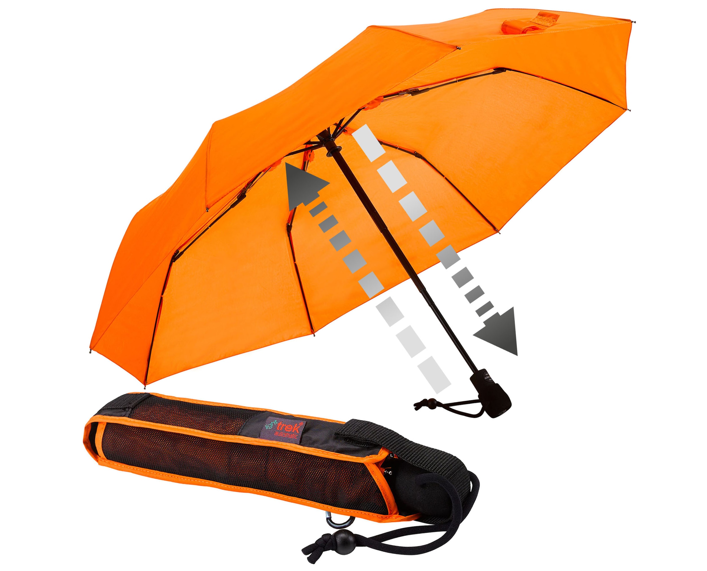 EuroSCHIRM® Taschenregenschirm »light trek automatic«, kompakte Größe, mit Automatik und integriertem Kompass im Griff