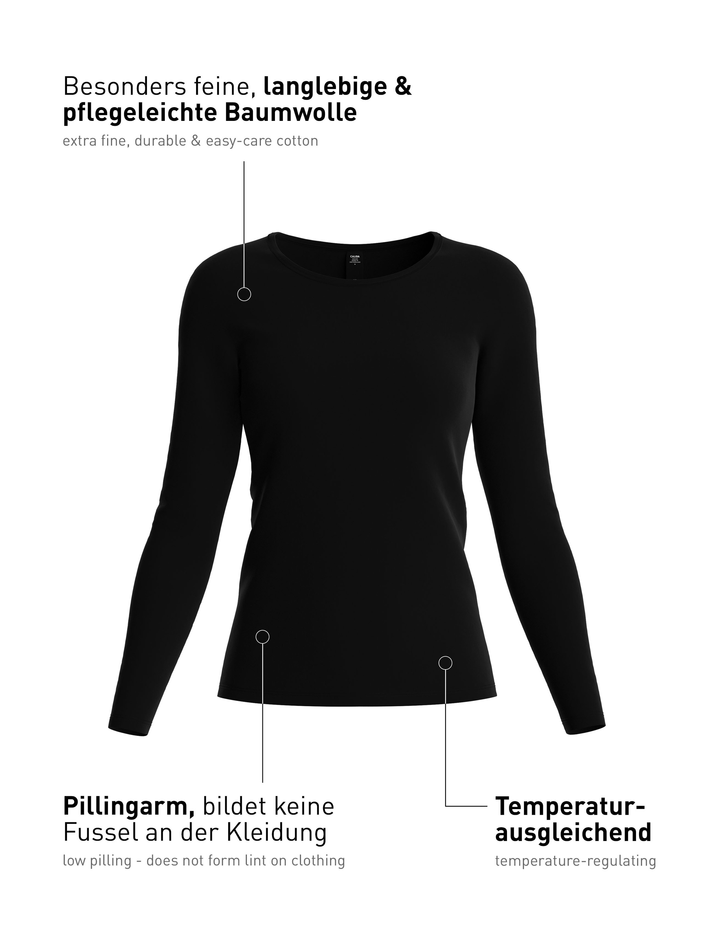 CALIDA Langarmshirt »Natural Comfort« elastisch, weich, langärmelig, Rundhals-Ausschnitt, atmungsaktiv