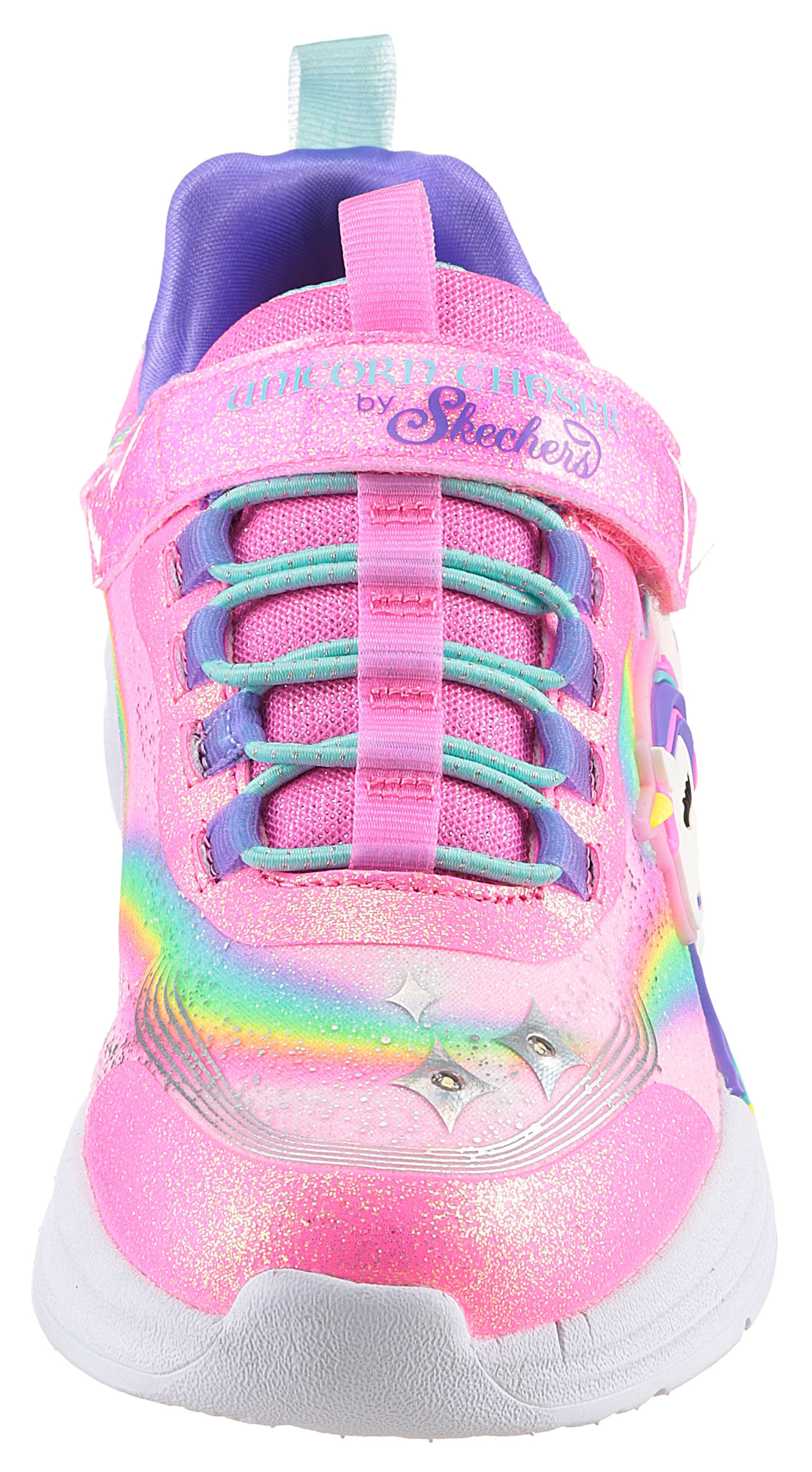 Skechers Sneaker »UNICORN CHASER«, Glitzer,-Blinkschuh zum Schlupfen, Größenschablone zum Download