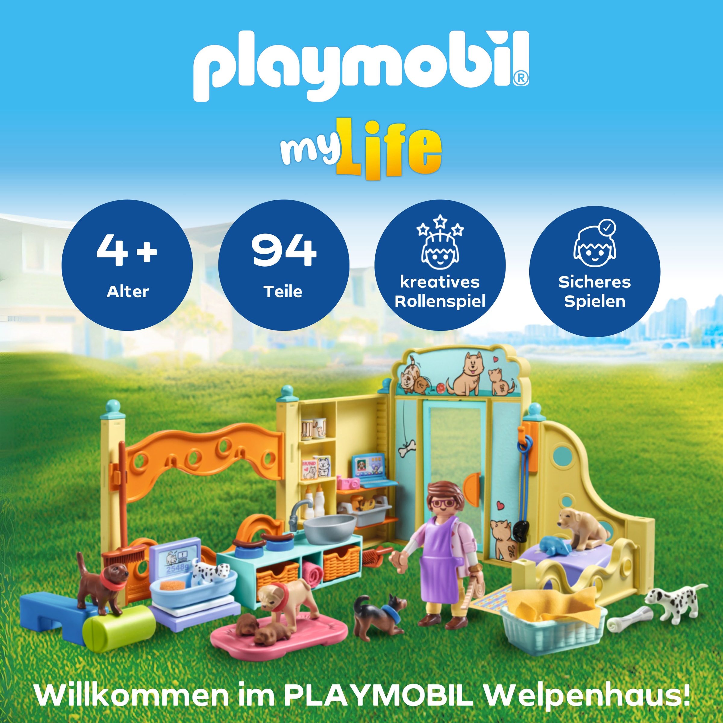 Playmobil® Konstruktions-Spielset »Welpenhaus (71743), Playmobil My Life«, (94 St.)