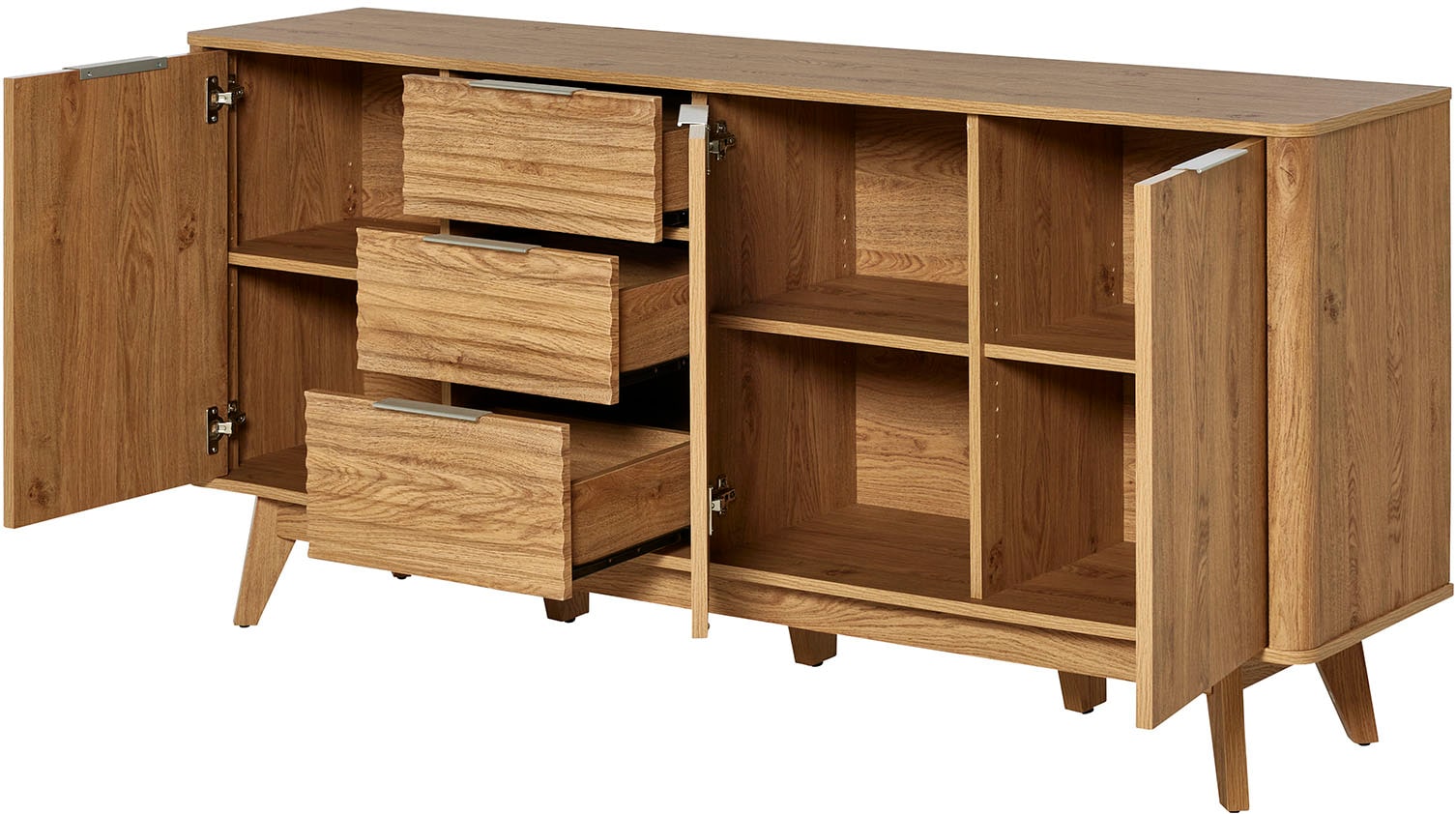 Jahnke Sideboard »WAVE SB 170«, (1 St.), Sideboard, 3 Schubladen + 3 Türen, Wellendesign, Breite 169,5 cm