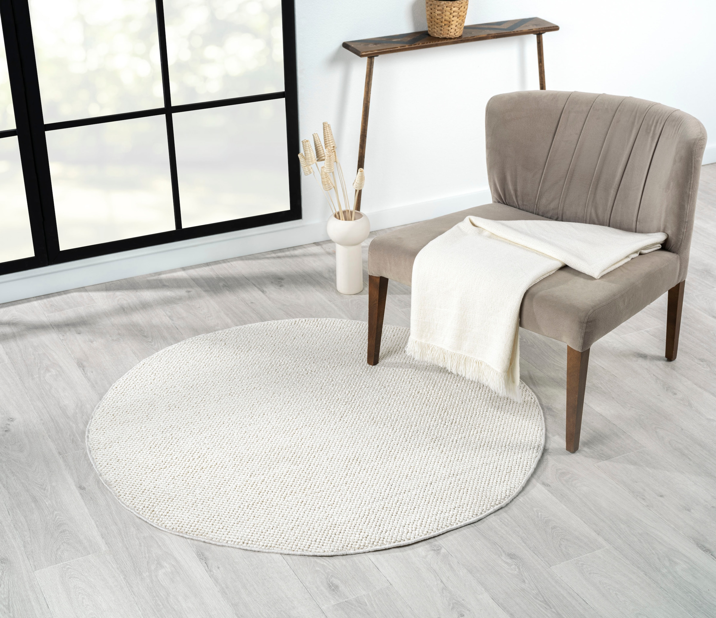 Myflair Möbel & Accessoires Teppich »Ava«, rund, 7 mm Höhe, Uni Farben, meliert, Sisal-Optik, auch in rechteckig erhältlich