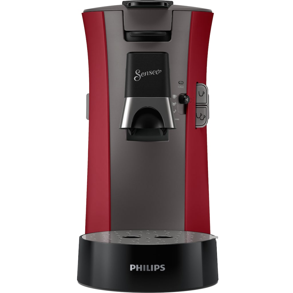 Philips Senseo Kaffeepadmaschine »Select CSA240/90«, aus 21% recyceltem Plastik und mit 3 Kaffeespezialitäten, dunkelrot