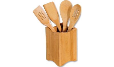 KESPER for kitchen & home Kochbesteck-Set, (Set, 5 tlg.), eckiger Behälter, Bambus kaufen