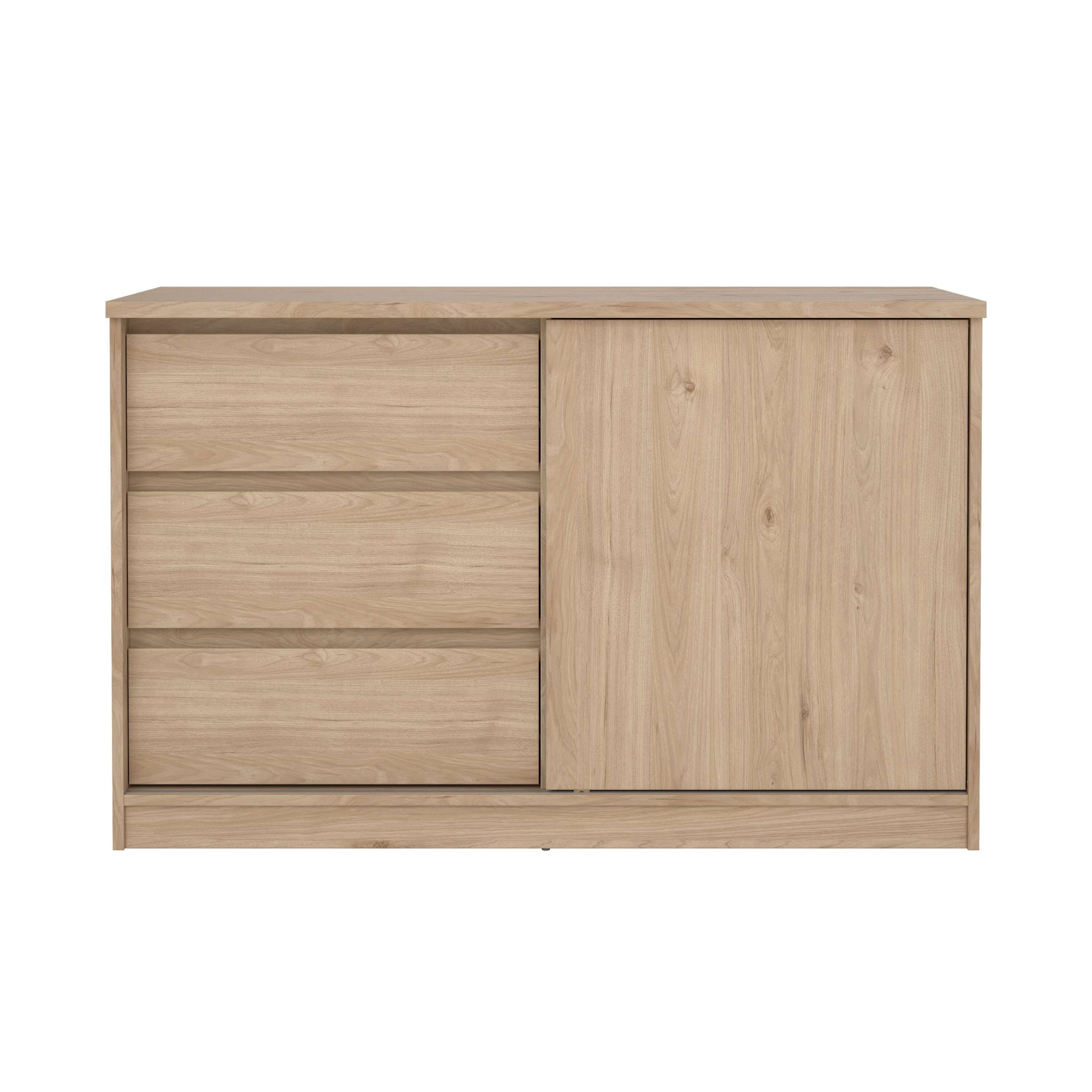 INOSIGN Sideboard »Naia Aufbewahrung, Schuhkommode, Stauraumkommode, Schuhschrank,«, Kommode mit 1 Schiebetür und 3 Schubladen, Breite 119 cm, Höhe 76 cm