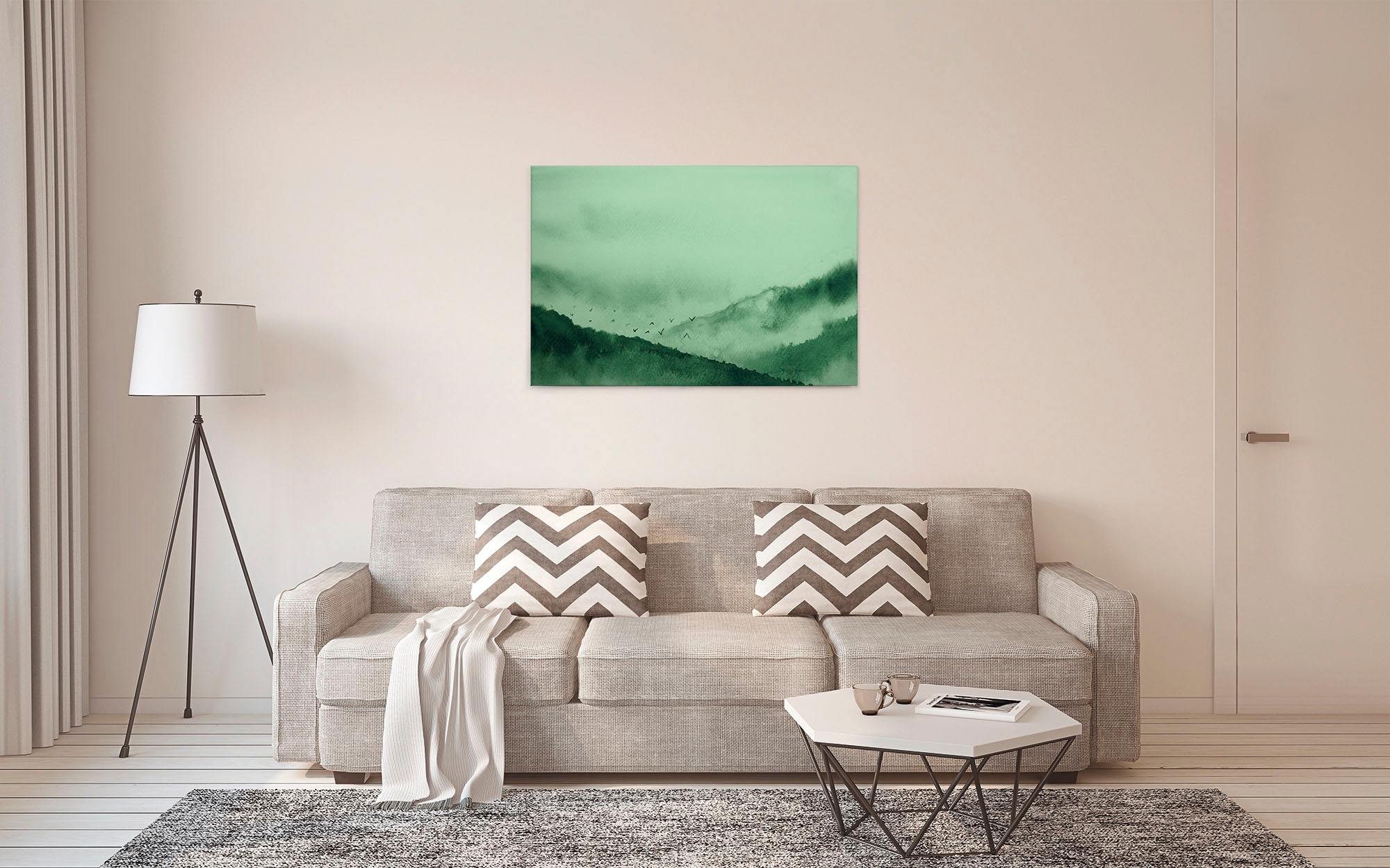A.S. Création Leinwandbild »Gloomy Landscape«, Kunst-Wald-Kinder, (1 St.), Nebel Keilrahmen Berg Gebirge Landschaft Leinwand-Bild Wohnzimmer Wand
