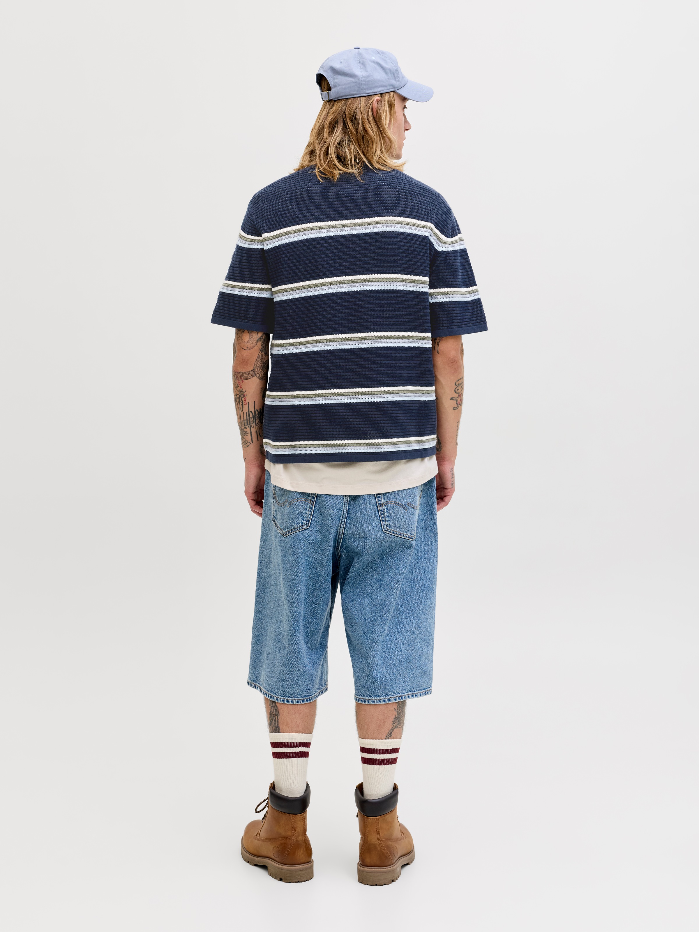 Jack & Jones Polokragenpullover »JORMAINE KNIT STRIPE POLO SN« Baumwolle, relaxed fit