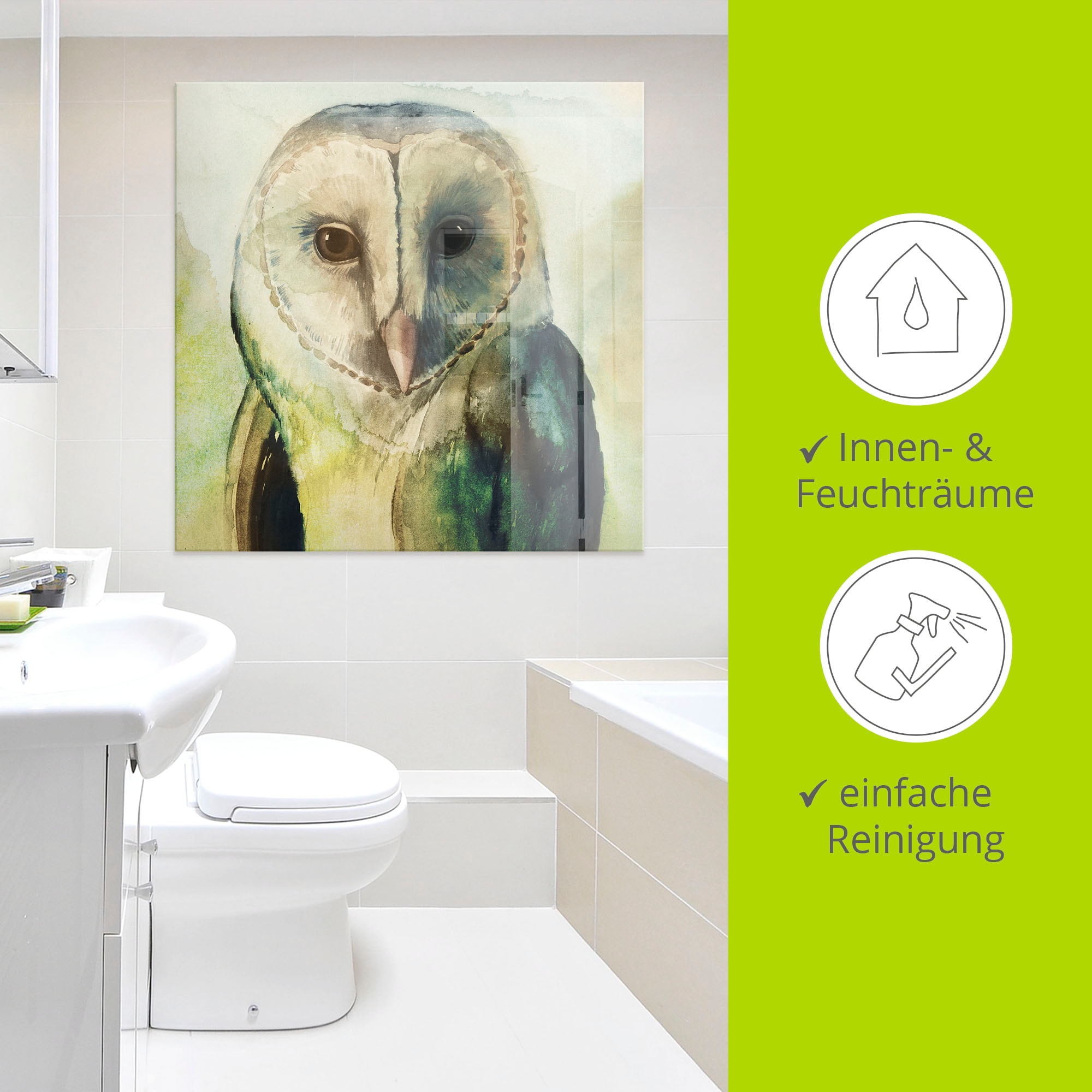 Artland Glasbild »Eule I« Vögel 1 Stk. tlg. in verschiedenen Größen