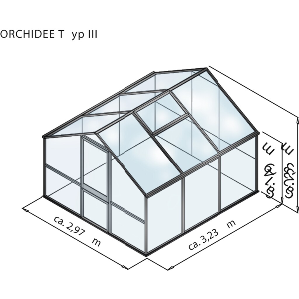 KGT Gewächshaus »Orchidee III«, (mit Regenrinne)