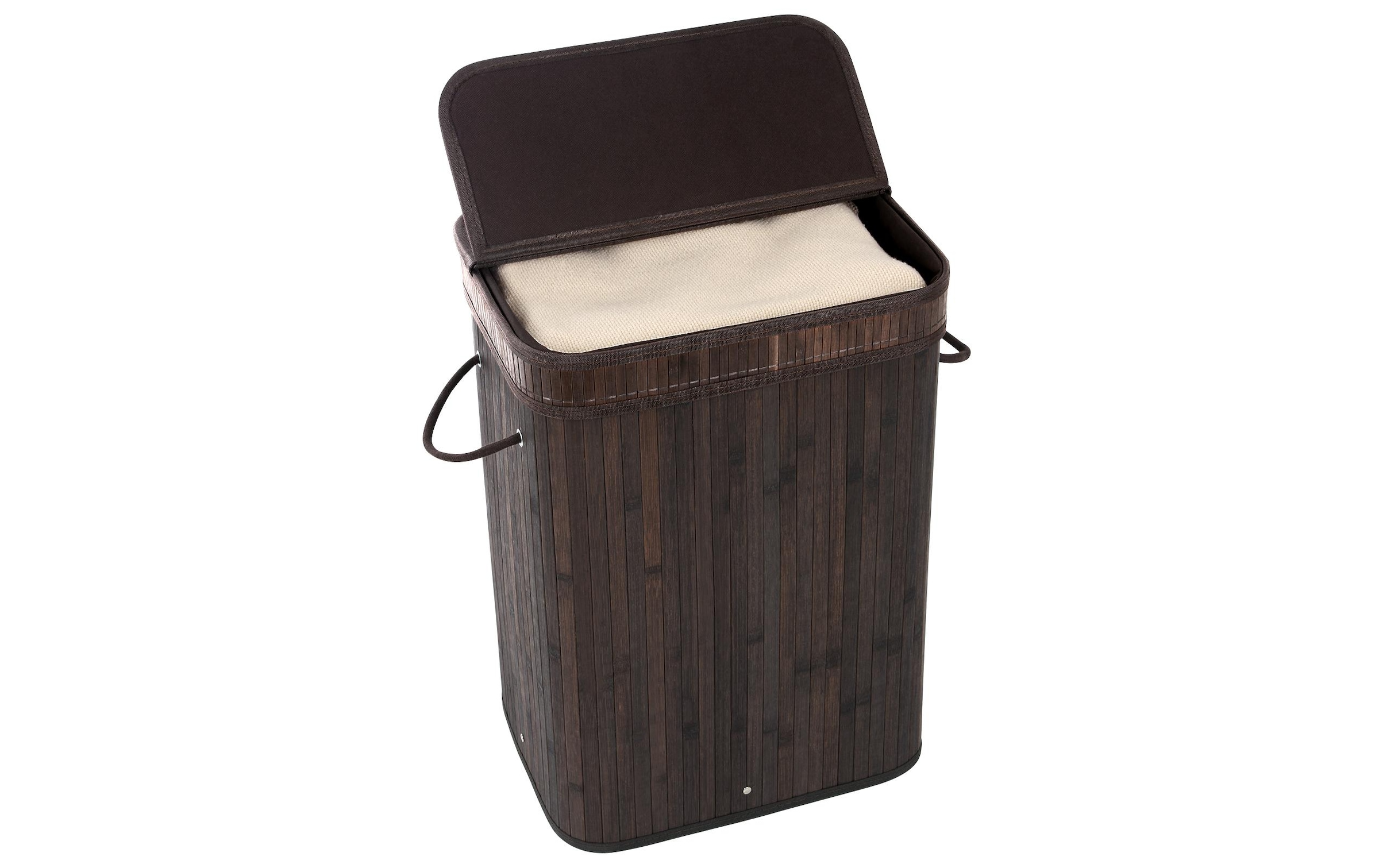 SONGMICS Wäschekorb »für trockene Wäsche 72 l, Dunkelbraun« Holzart: Bambus (China)