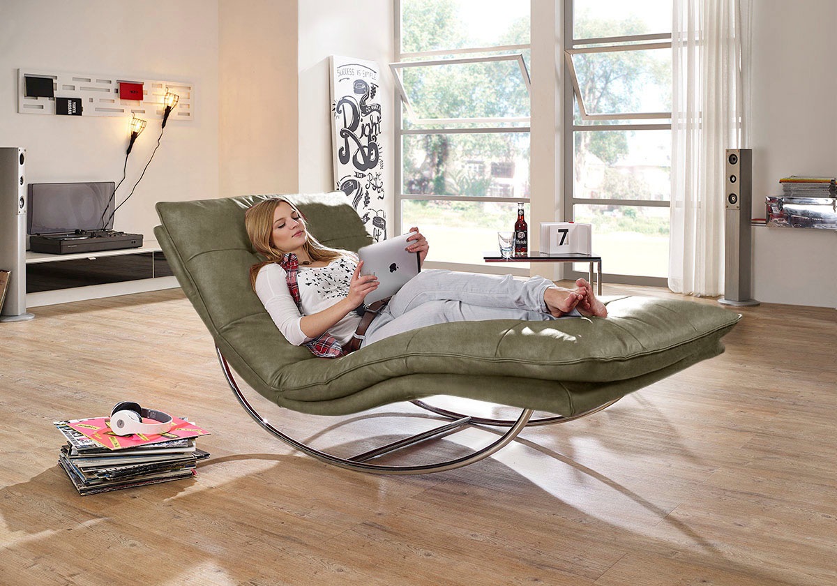 W.SCHILLIG Relaxliege »daily dreams«, in Waffelkissen-Optik, Schaukelgestell Chrom glänzend, in 2 Breiten