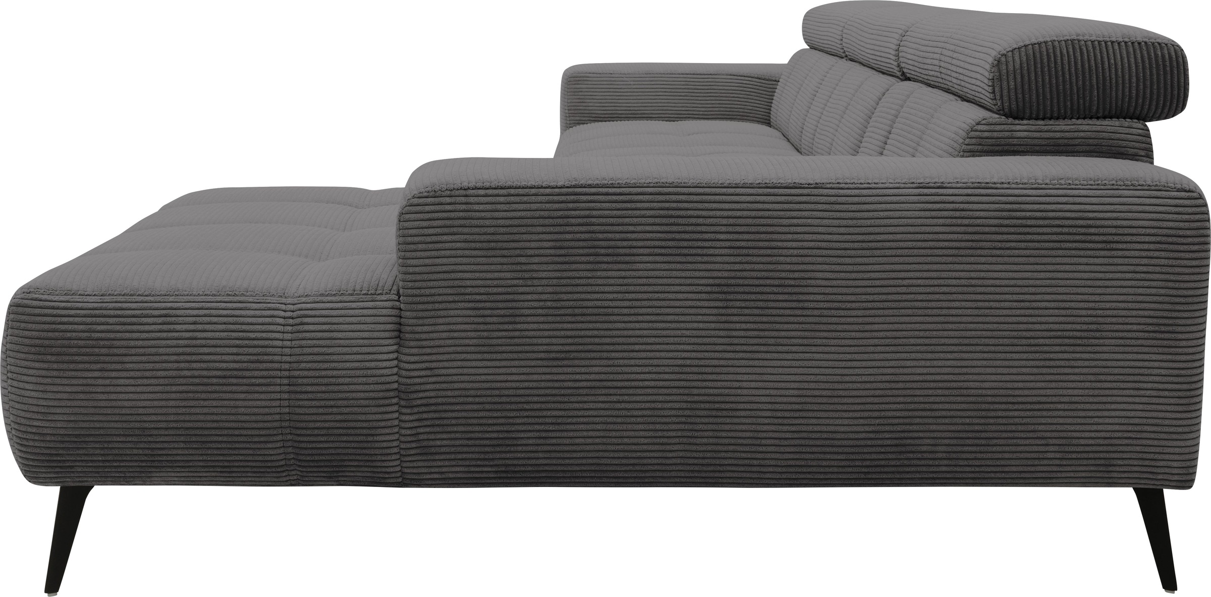 DOMO collection Ecksofa »Trento L-Form, mit Kufenfuß oder Einzelfuß«, wahlweise mit Kopfteilverstellung, Recamiere links/rechts bestellbar