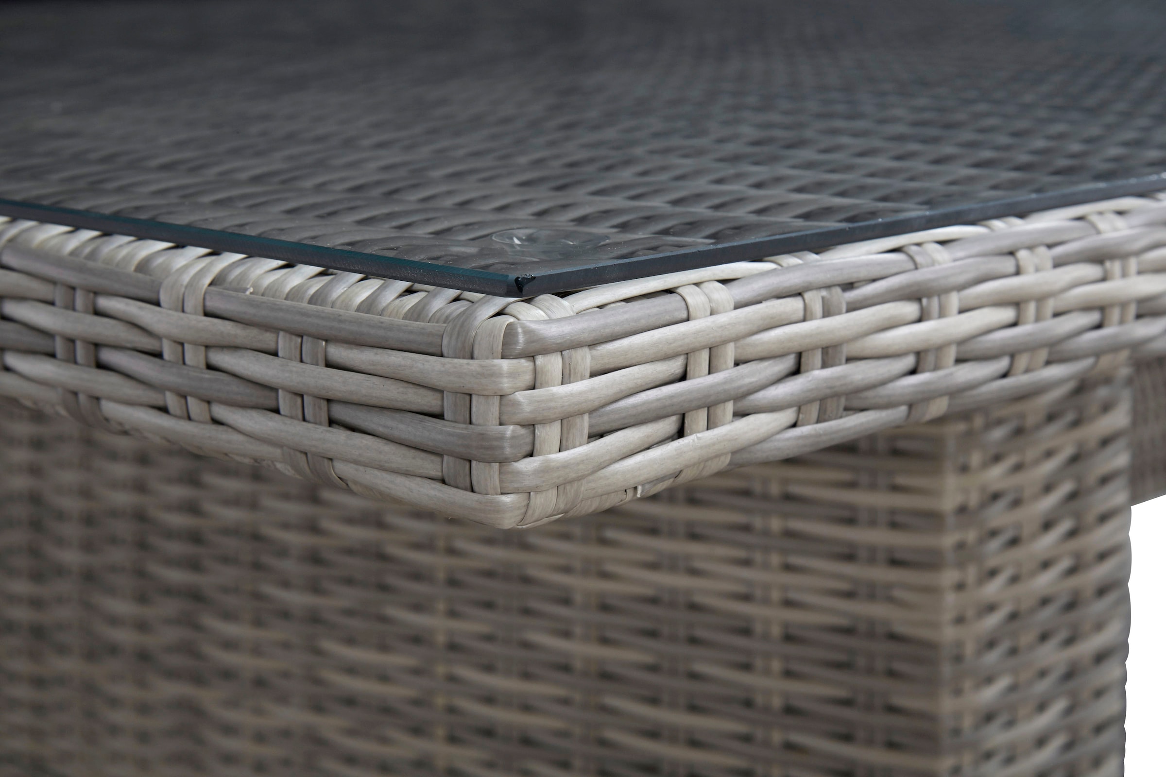 KONIFERA Garten-Essgruppe »»Menorca««, (Set, 25 tlg., 8x Sessel, 1x Tisch 230,8x100x75 cm, inkl. Auflagen, Alu, Polyrattan), Polyrattan, Aluminium, Tischplatte aus 5mm starkem Sicherheitsglas