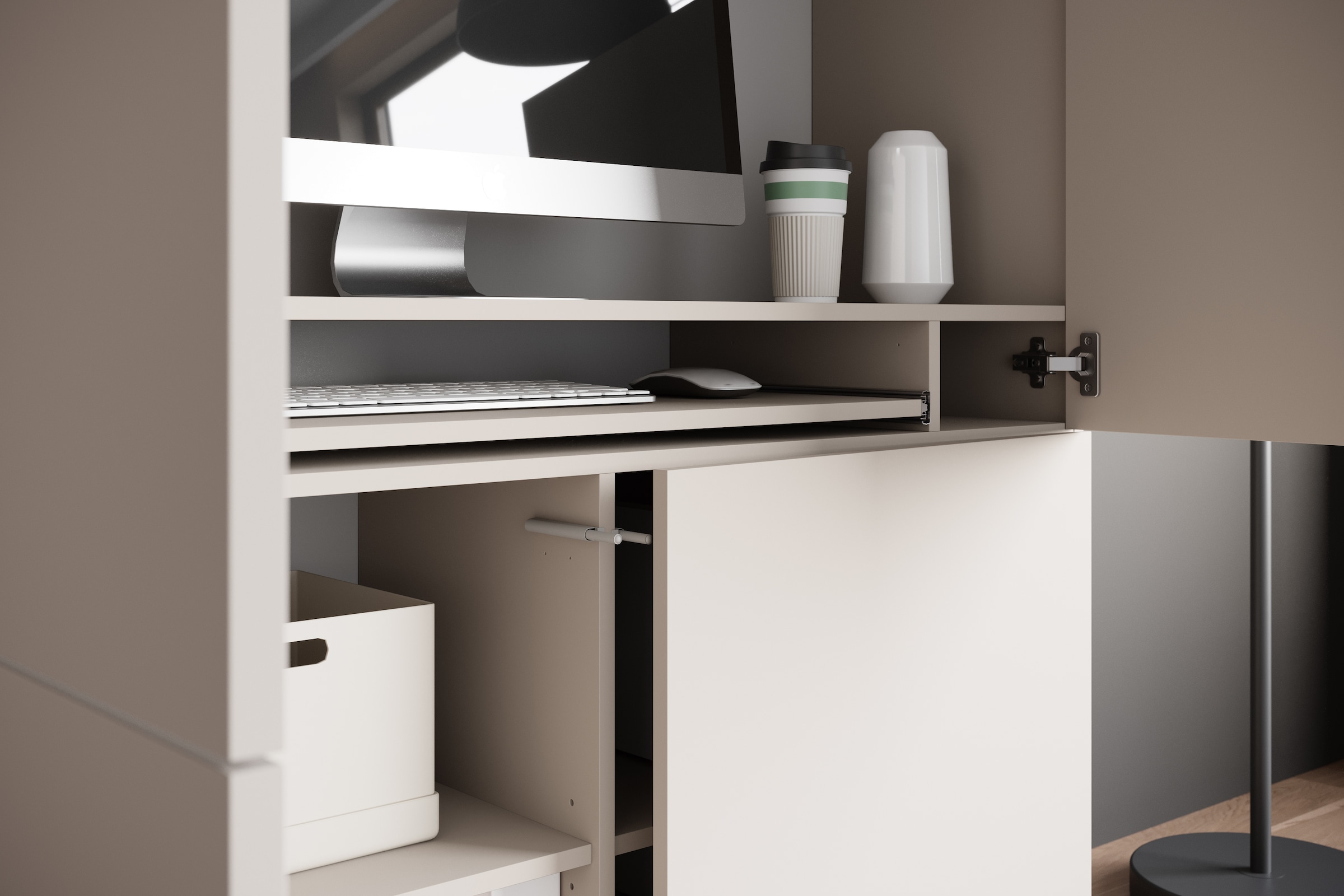 INOSIGN PC-Schrank »Kenia, Sekretär, Home Office«, (1 St.), Mit Push-to-open, Tastaturauszug und praktischem Stauraum