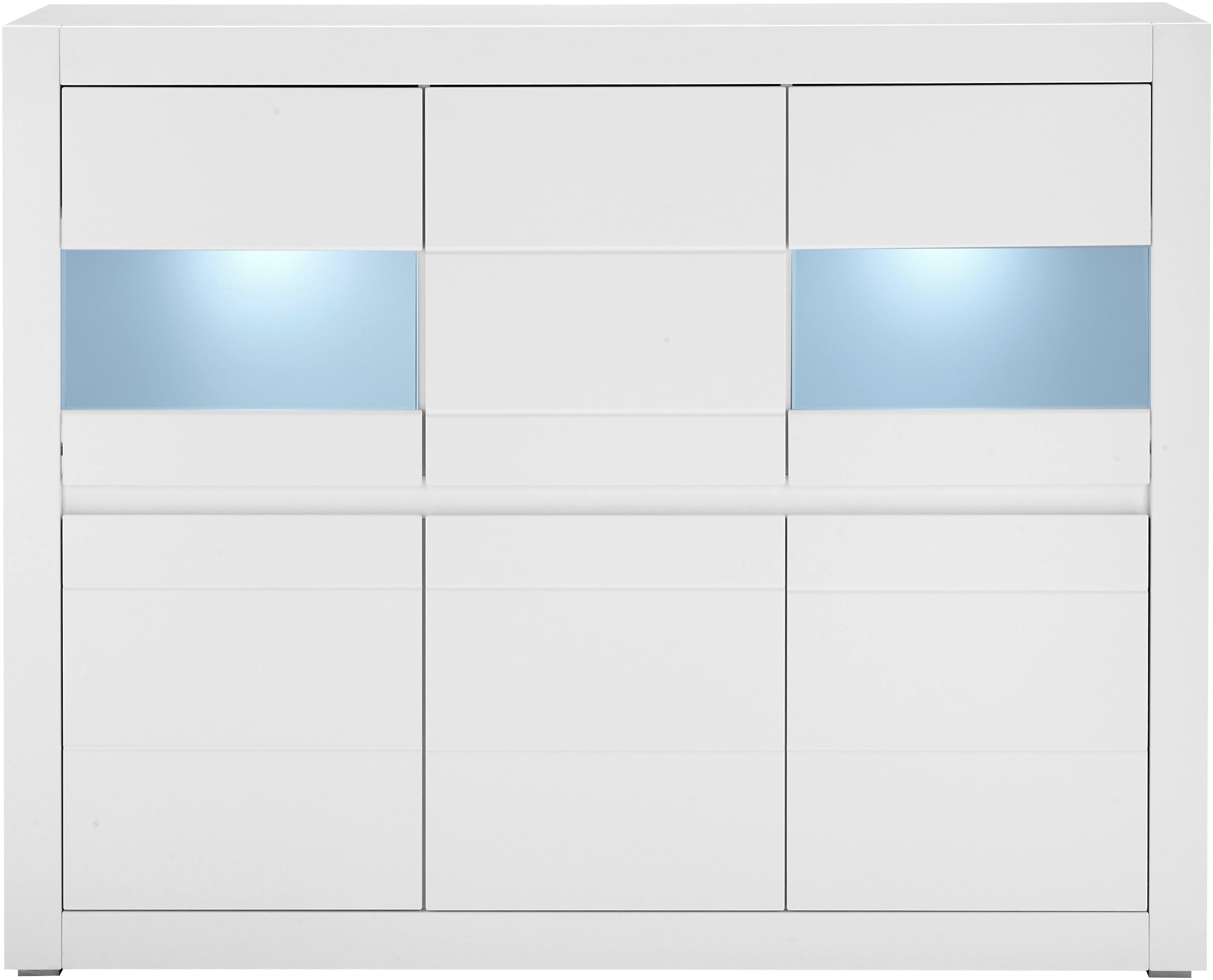 INOSIGN Highboard »Chester, moderne Kommode, Schrank mit Stauraum, Sideboard in Weiß Matt«, (1 St.), austauschbare Blende in Griffleiste, zeitloses Design, 165 cm breit