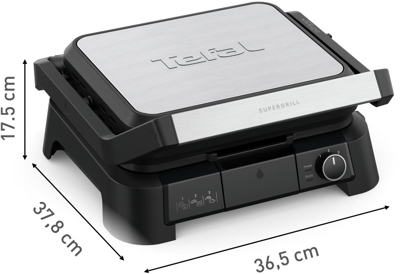 Tefal Kontaktgrill »SuperGrill 3in1, Kontaktgrill, Barbeque-, Ofenposition, 3 Temperaturen«, 2000 W, spülmaschinengeeignete Platten, platzsparende Aufbewahrung, GC510D