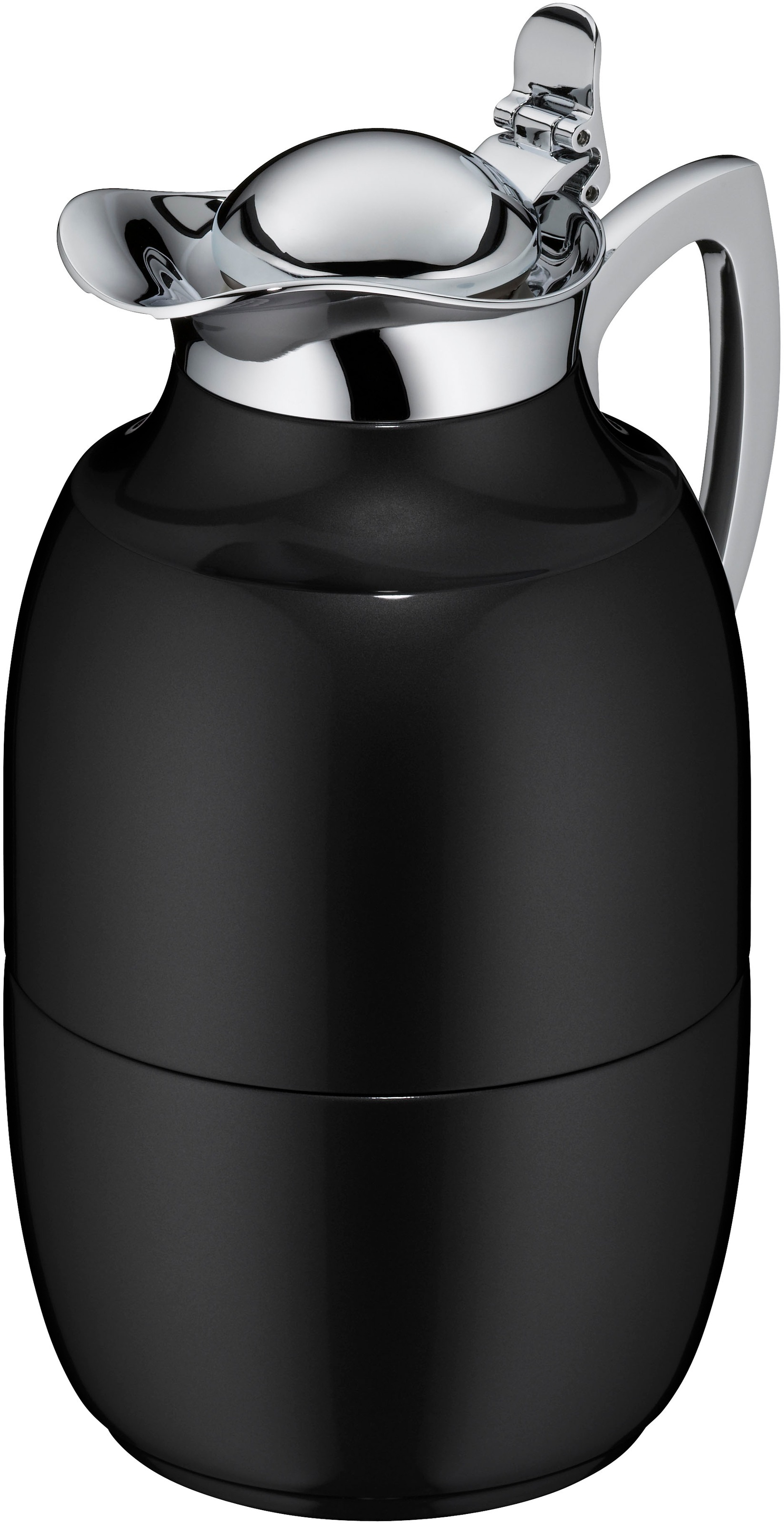 Alfi Isolierkanne »JUWEL, mit Hartglaseinsatz« 1 l 1 Stk. tlg. 12h heiß & 24 kalt, locker aufliegendes Scharnier-Deckelsystem