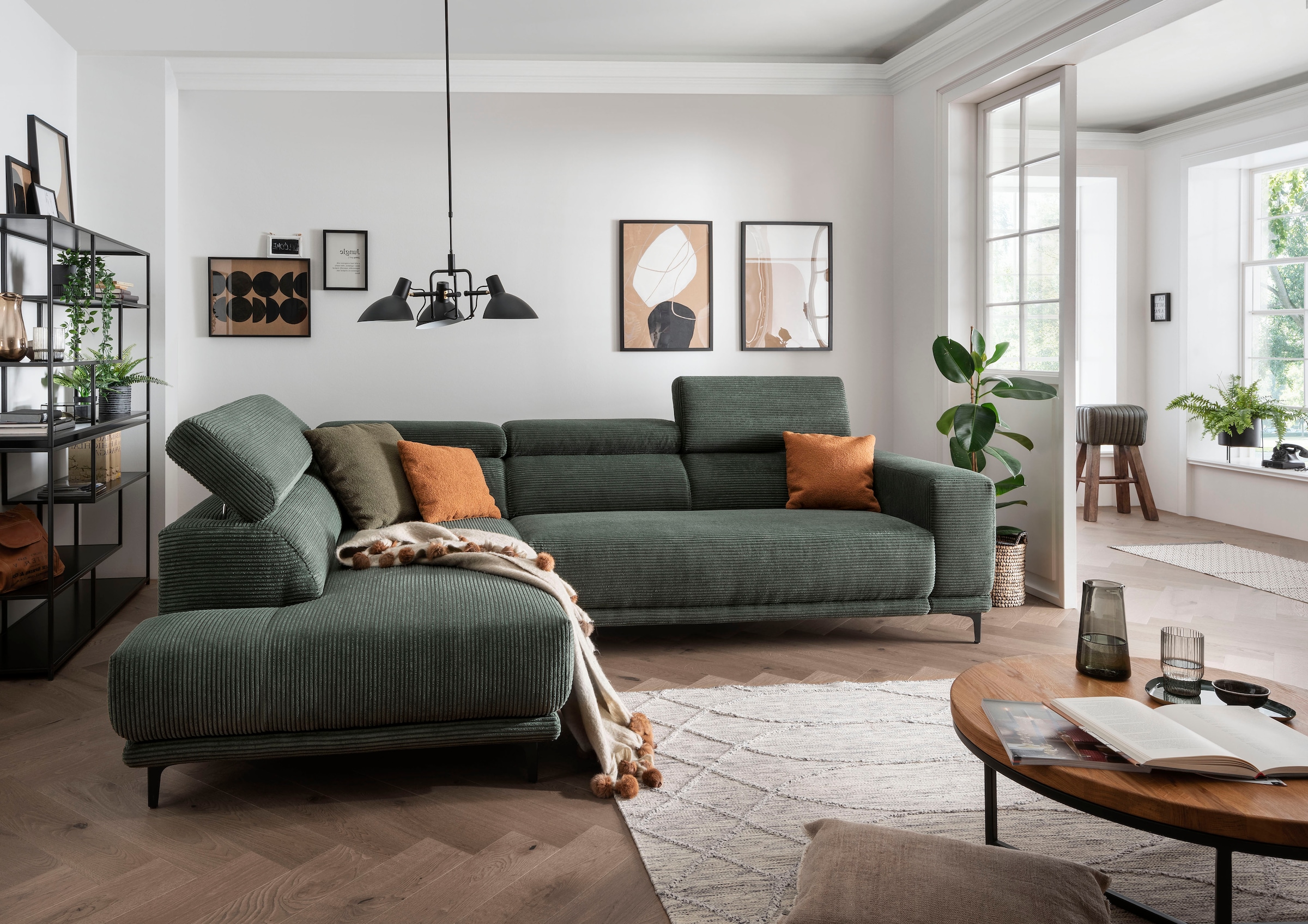 alina Ecksofa »Hikari«, wahlweise mit Sitzvorzug, in modernem Cordstoff, Breite 302 cm