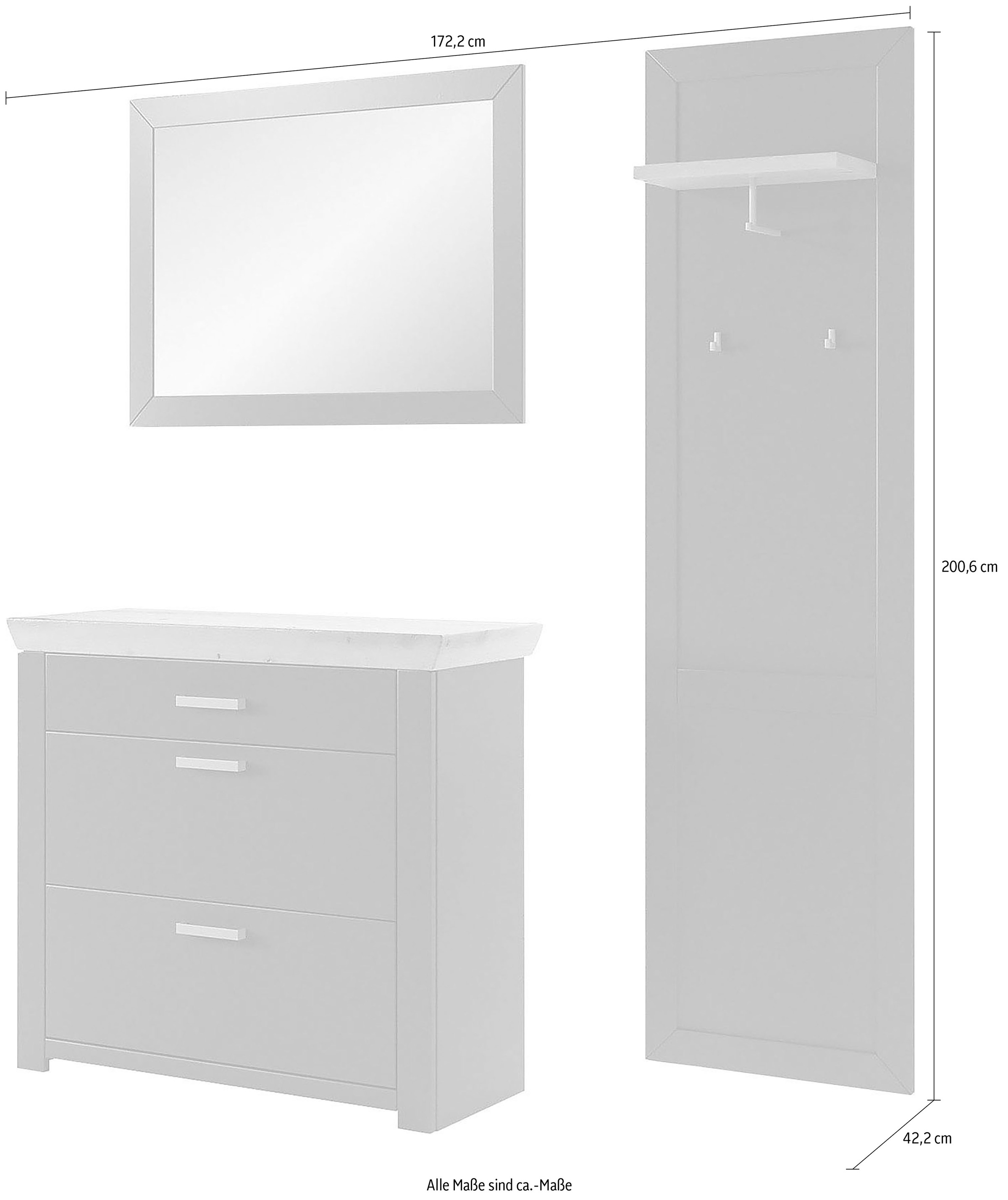 set one by Musterring Garderoben-Set »GA York Kombi 61«, (Set, 3 St.), mit Garderobenpaneel und Schuhschrank