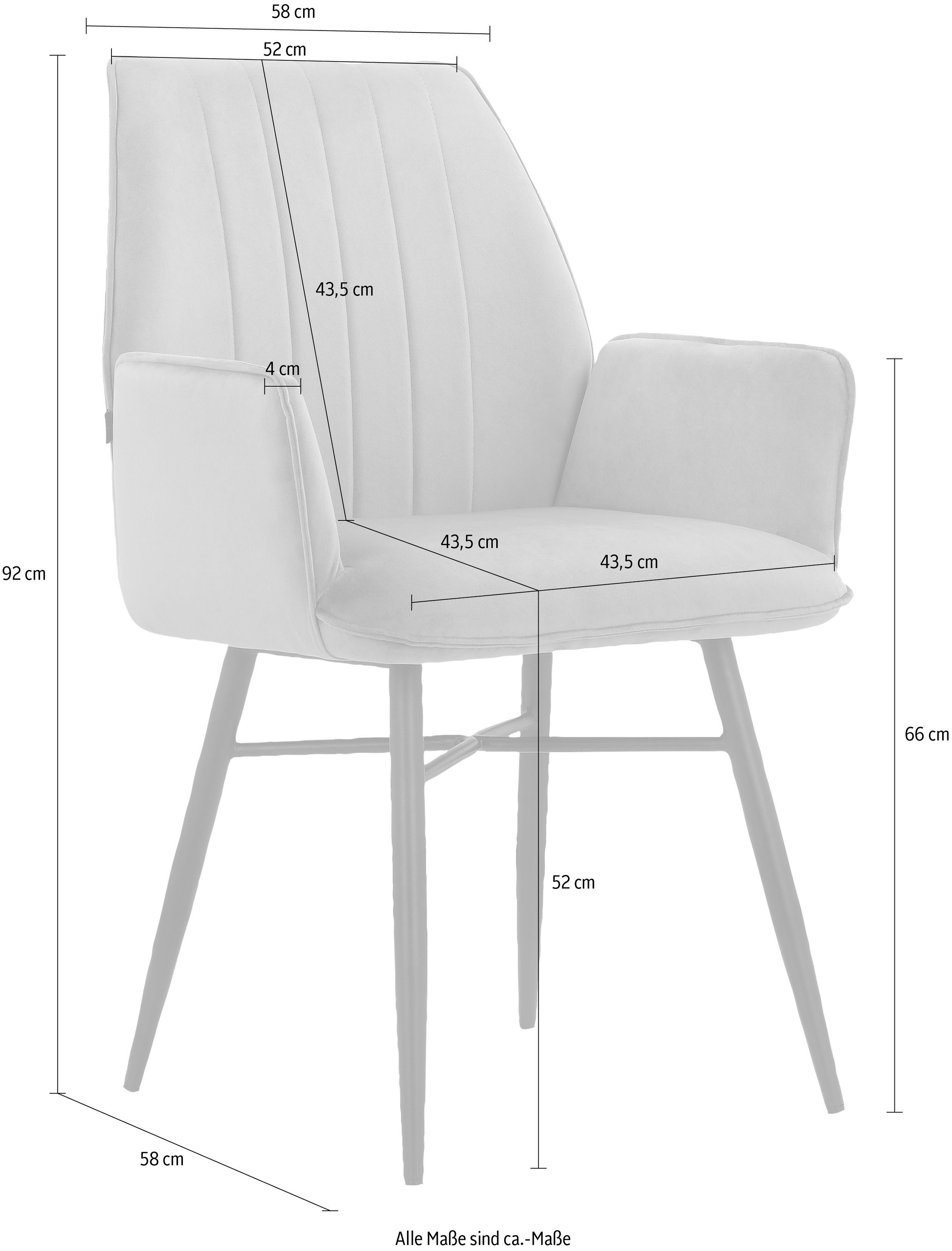 Leonique Esszimmerstuhl »Hrodwyn«, 2 St., Microfaser, Sitz gepolstert, mit horizontale Nähten am Rücken, Sitzhöhe 52 cm