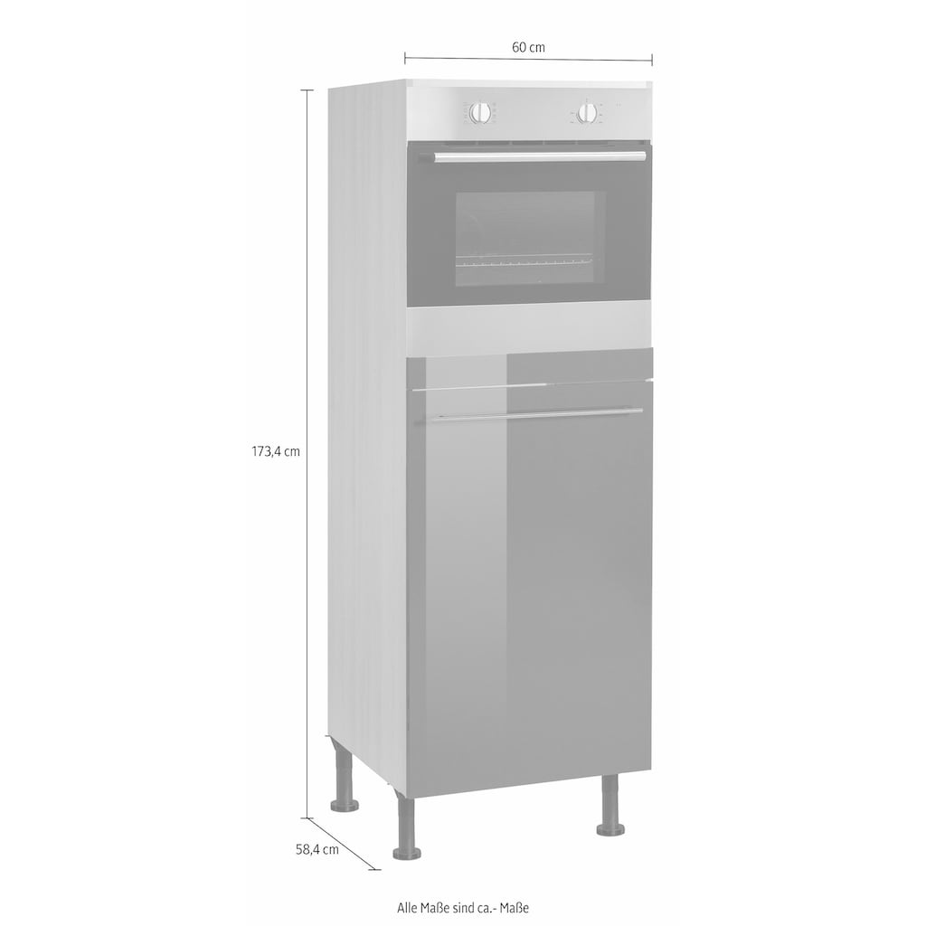 OPTIFIT Backofen/Kühlumbauschrank »Bern«, 60 cm breit, 176 cm hoch, höhenverstellbare Stellfüße, mit Metallgriff