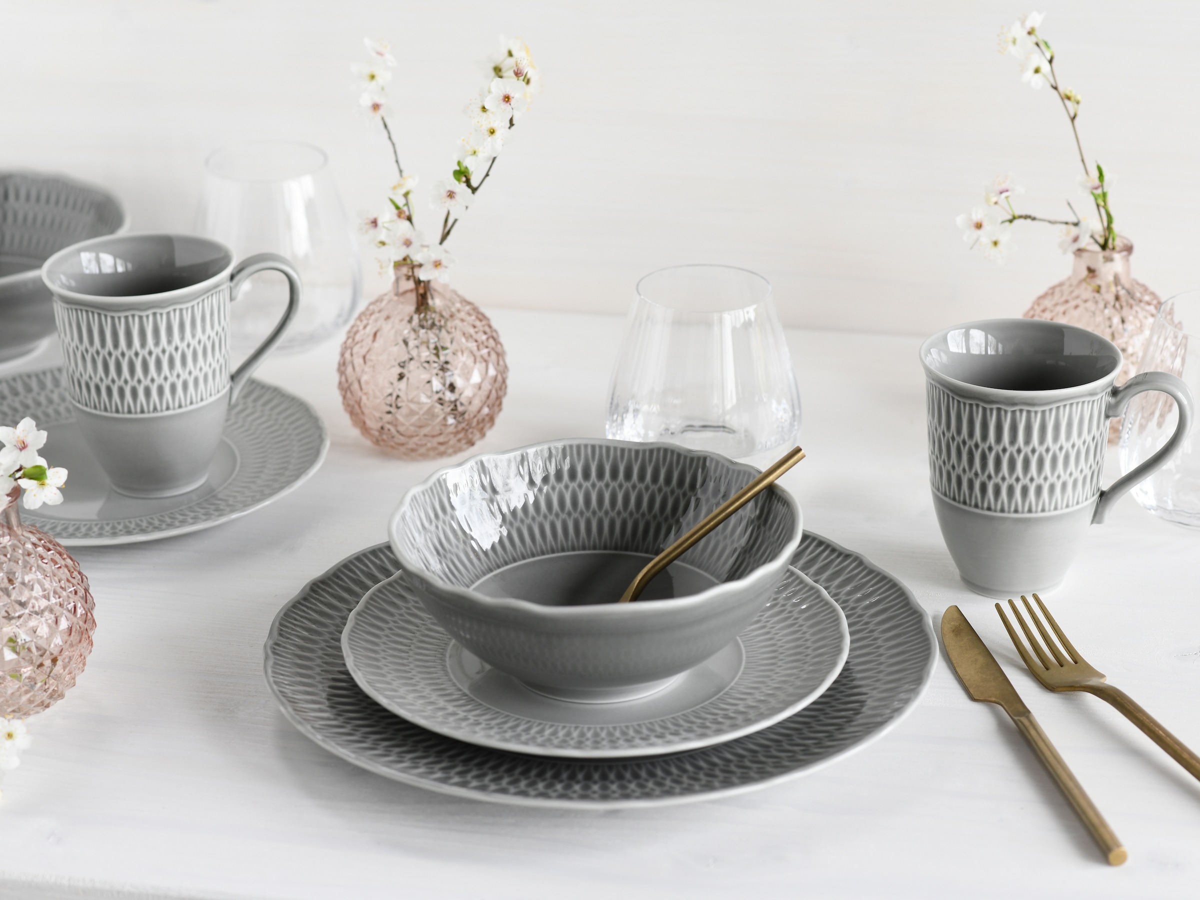 CreaTable Kombiservice »Sofia, Kombi-Service 16 tlg«, (Set, 16 tlg.), Klassisch-elegantes Relief
