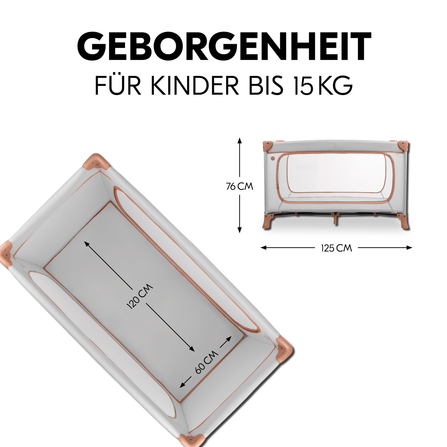 Hauck Baby-Reisebett »Dream N Play Plus, Dusty Cork«, Vorderausstieg