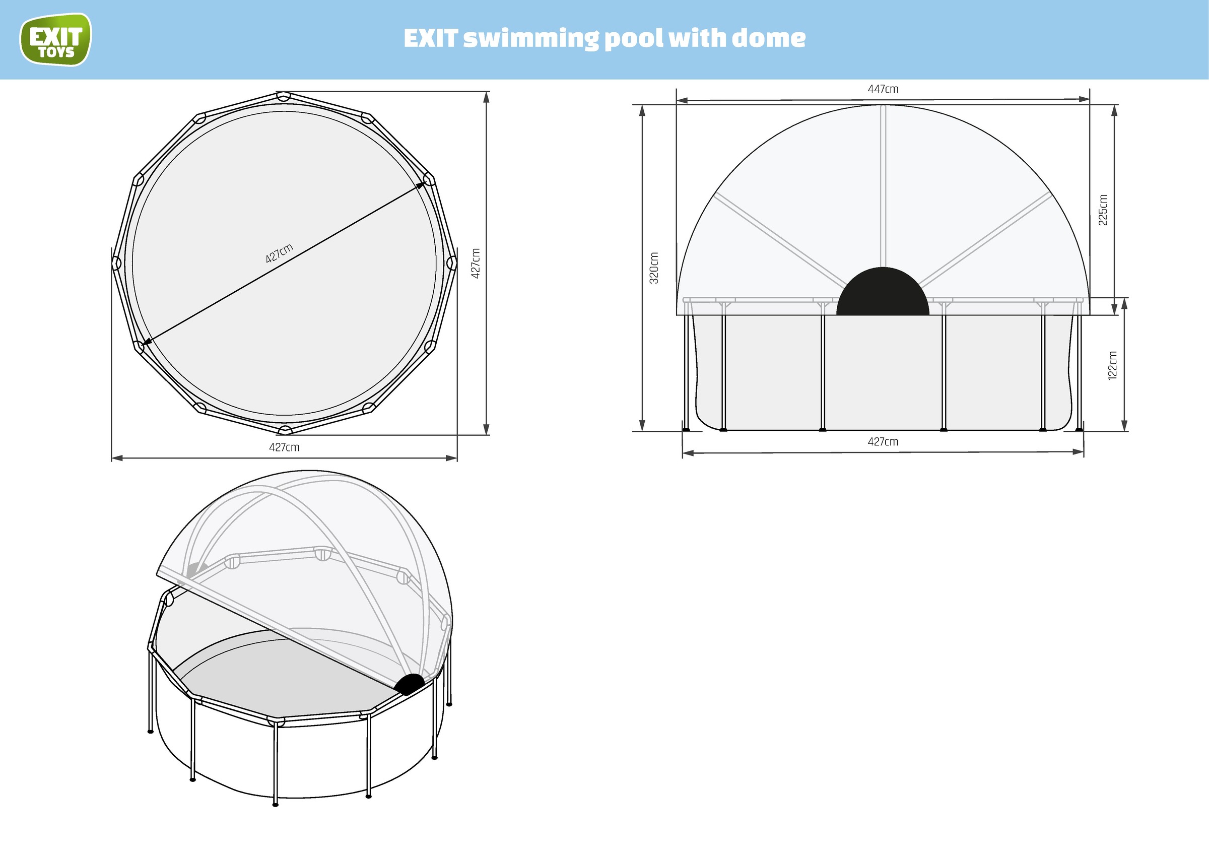 EXIT Framepool »»Black Leather Pool««, (Set), mit Sandfilterpumpe und Abdeckung und Zubehörset - schwarz
