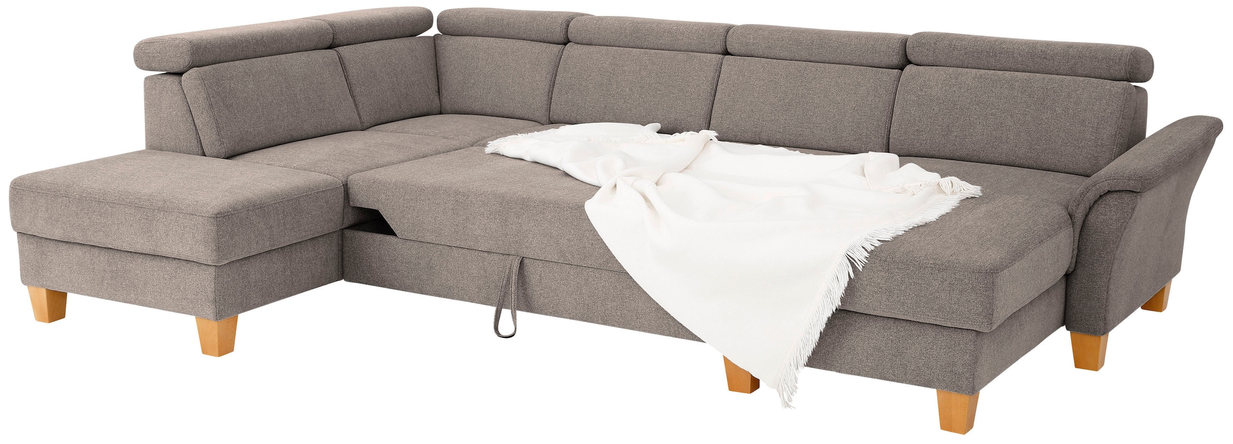 Home affaire Wohnlandschaft »Conville U-Form«, Kopfteilverstellung wahlweise mit Bettfunktion und Bettkasten