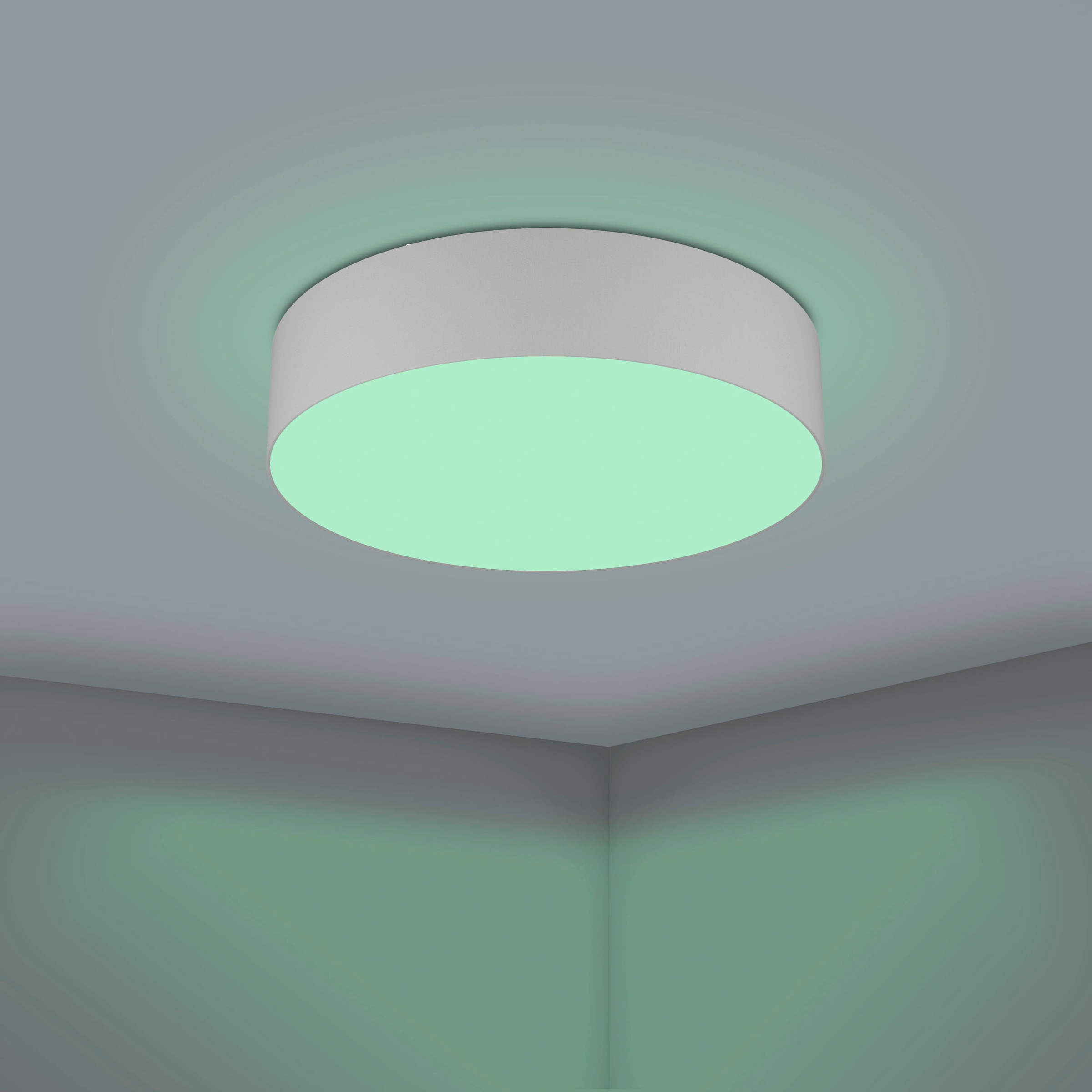 EGLO Deckenleuchte »ROMAO-Z Deckenlampe grau, Textil, ZigBee 3.0, Timer, Disco-Modus«, Leuchtmittel LED-Modul | LED fest integriert, App / Sprachsteuerung Alexa, ‎‎‎‎‎‎‎Ø 77cm, exkl. Fernbedienung