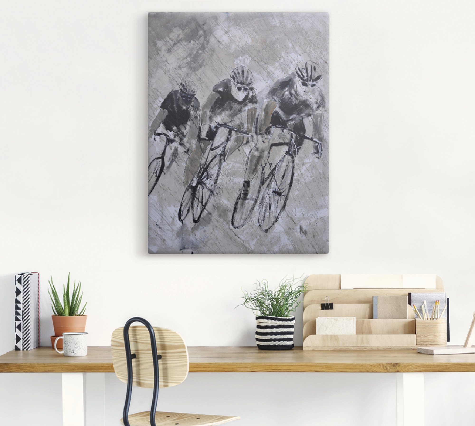 Artland Leinwandbild »Fahrrad fahren im Regen« Fahrräder 1 Stk. tlg. auf Holzrahmen gespannt