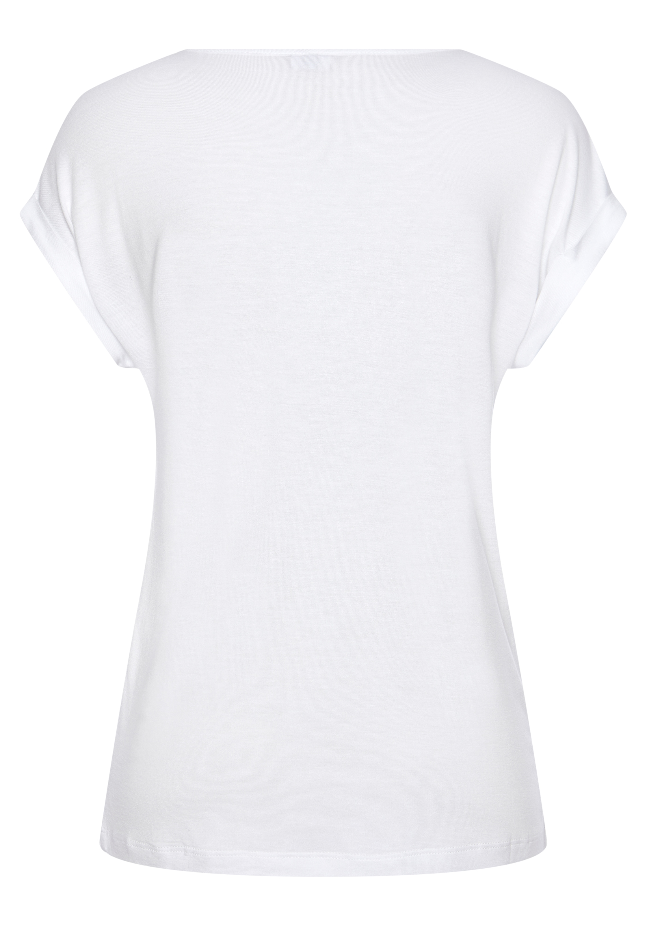 LASCANA Kurzarmshirt, mit Rundhalsausschnitt, Jerseyware, Ärmelaufschlag, Basic
