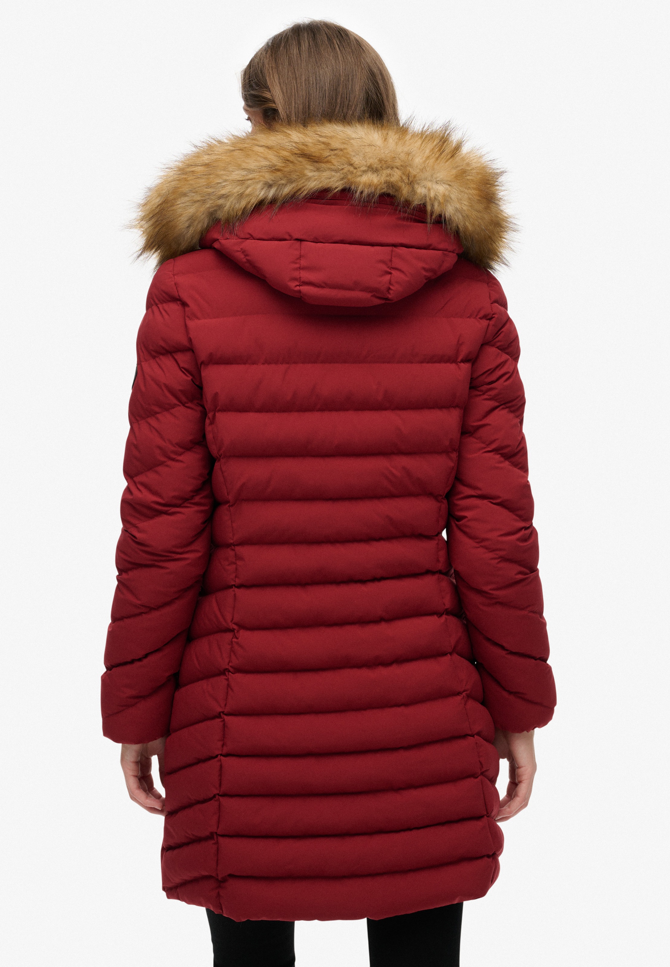 Superdry Steppjacke »FUJI FAUX FUR HOOD MID LENGTH« mit Kapuze