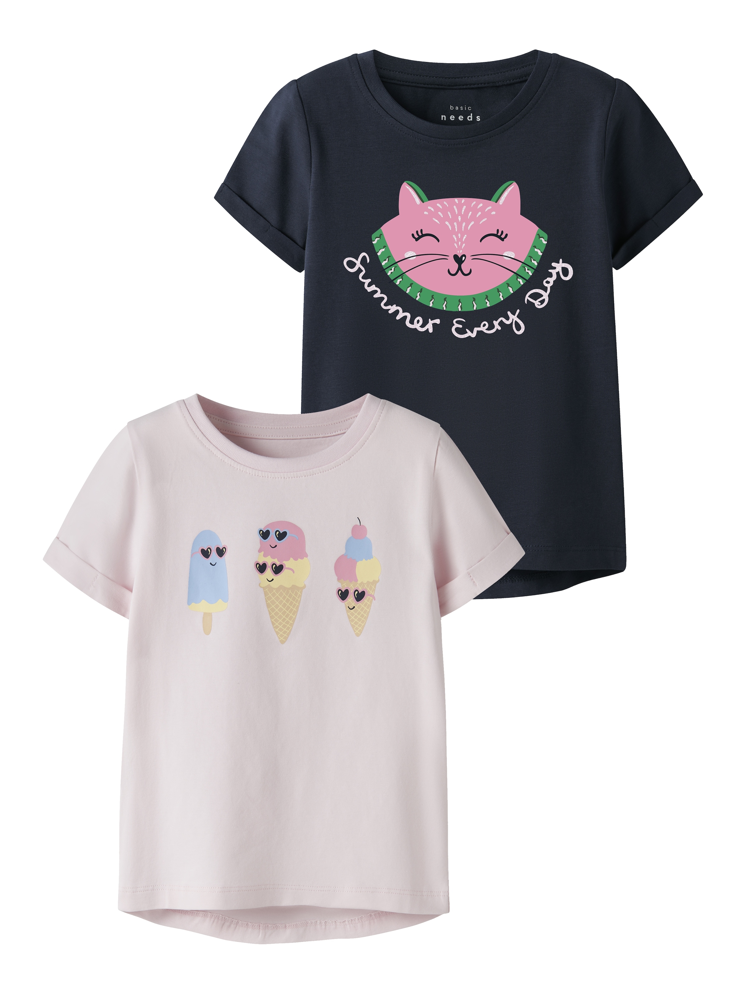 Name It T-Shirt »NMFVIX 2P SS TOP« Packung, 2 Baumwollmischung, normal geschnitten