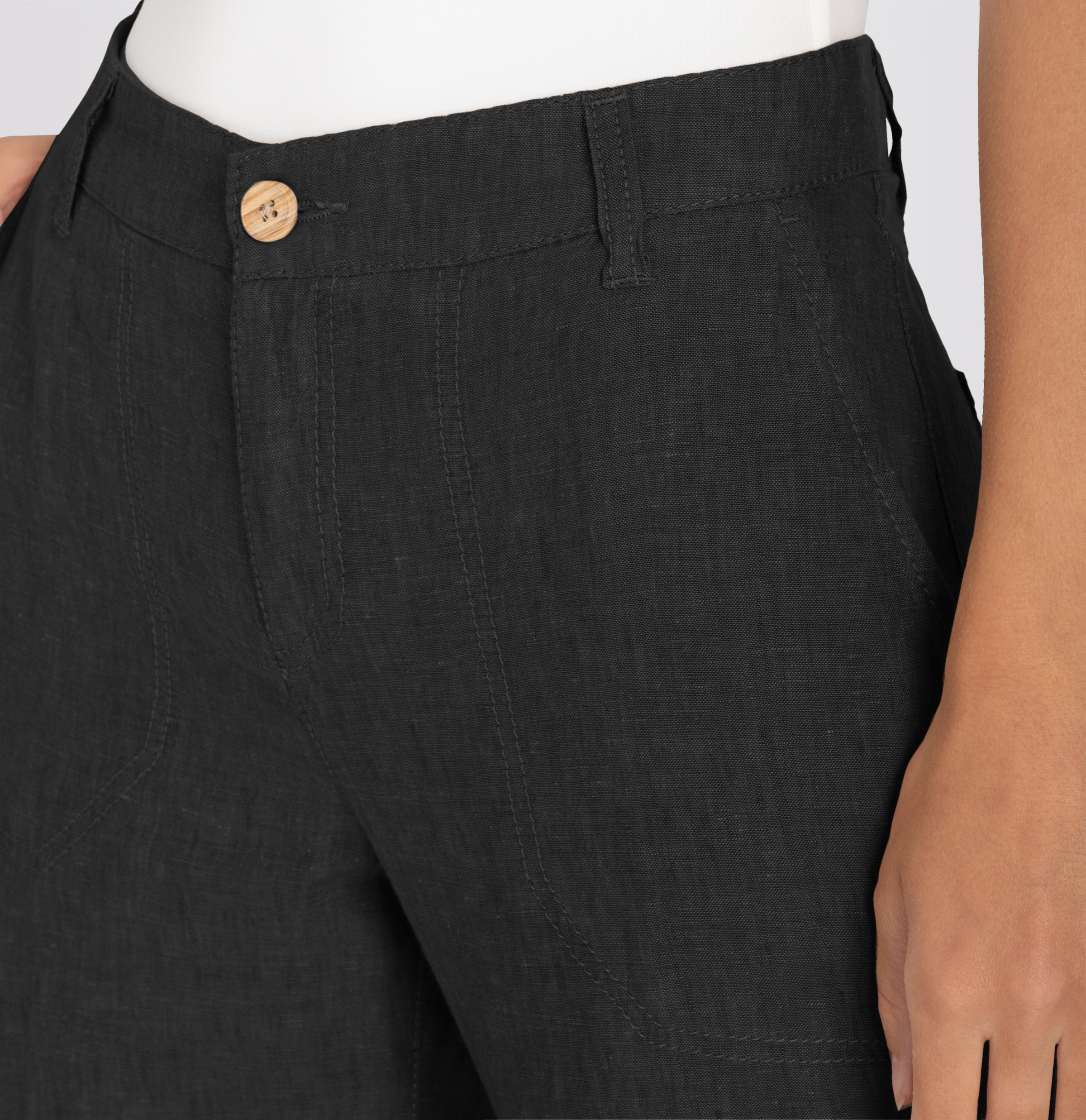 MAC Leinenhose »NORA cropped«, temperaturausgleichend und angenehm auf der Haut