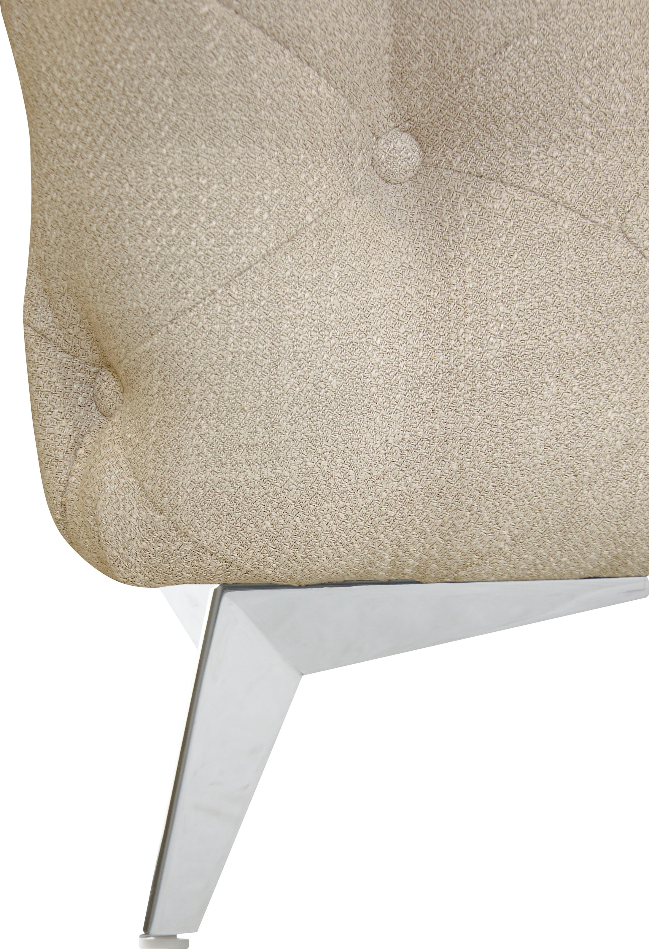 Leonique Chesterfield-Sofa »Ecksofa GLYNIS L-Form mit Wellenunterfederung, Maße B/T/H 323/264/75cm«, aufwändige Knopfheftung, moderne Chesterfield Optik, Fußfarbe wählbar