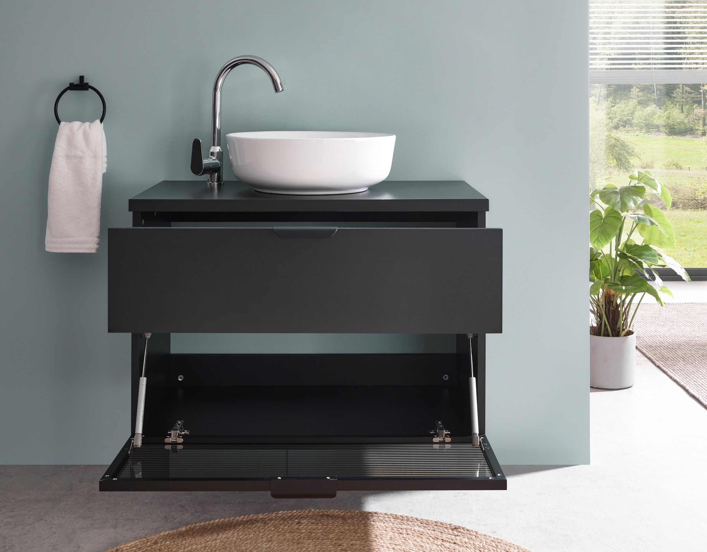 BASIC by Balculina Waschbeckenunterschrank »Diosa B/H/T 80x55x46 cm« 1 Stk. tlg. Breite 80cm, Softclose, Alurahmen