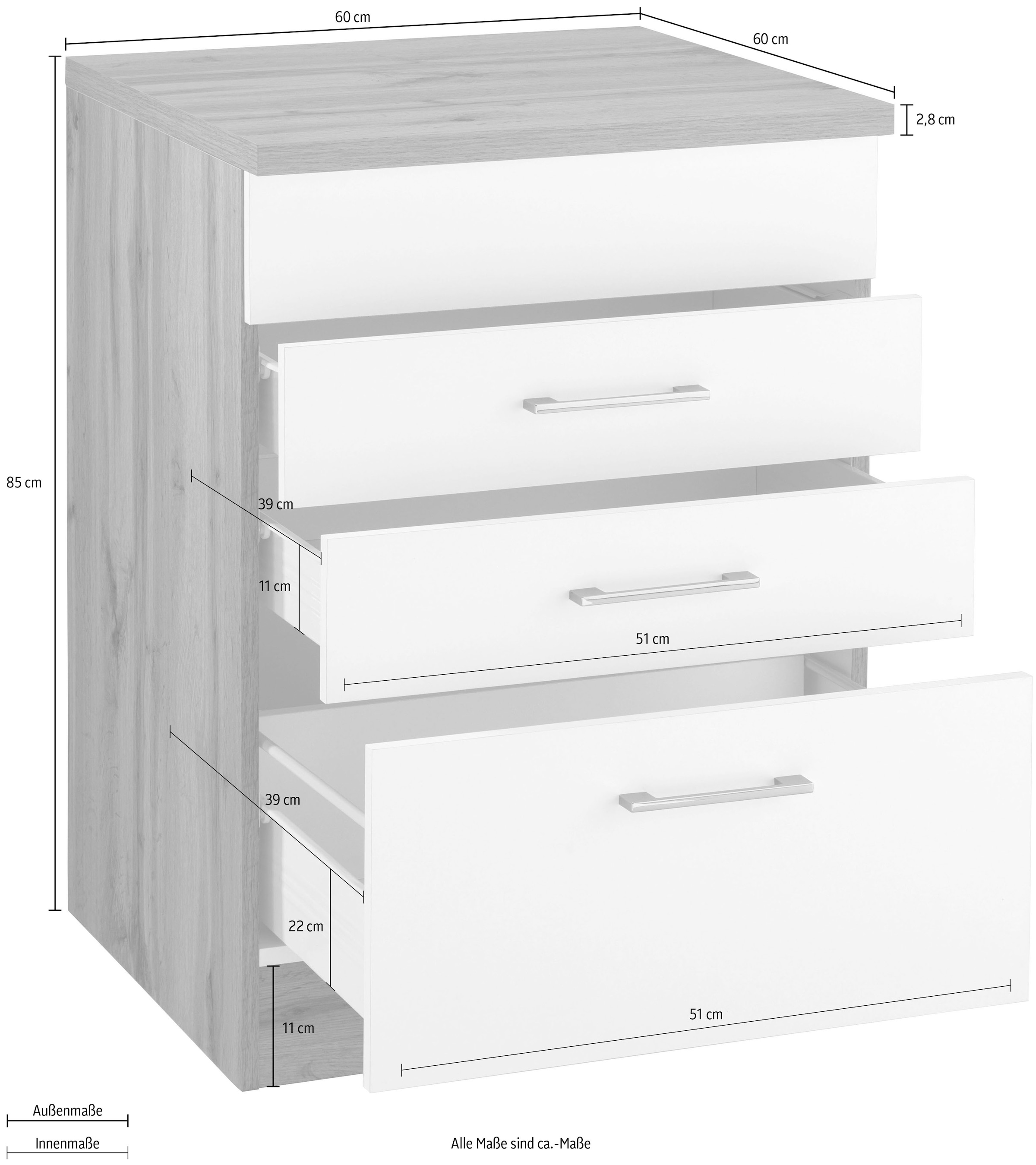 HELD MÖBEL Kochfeldumbauschrank »Colmar«, 60 cm, mit Metallgriff, 2  Schubkästen und 1 Auszug online kaufen