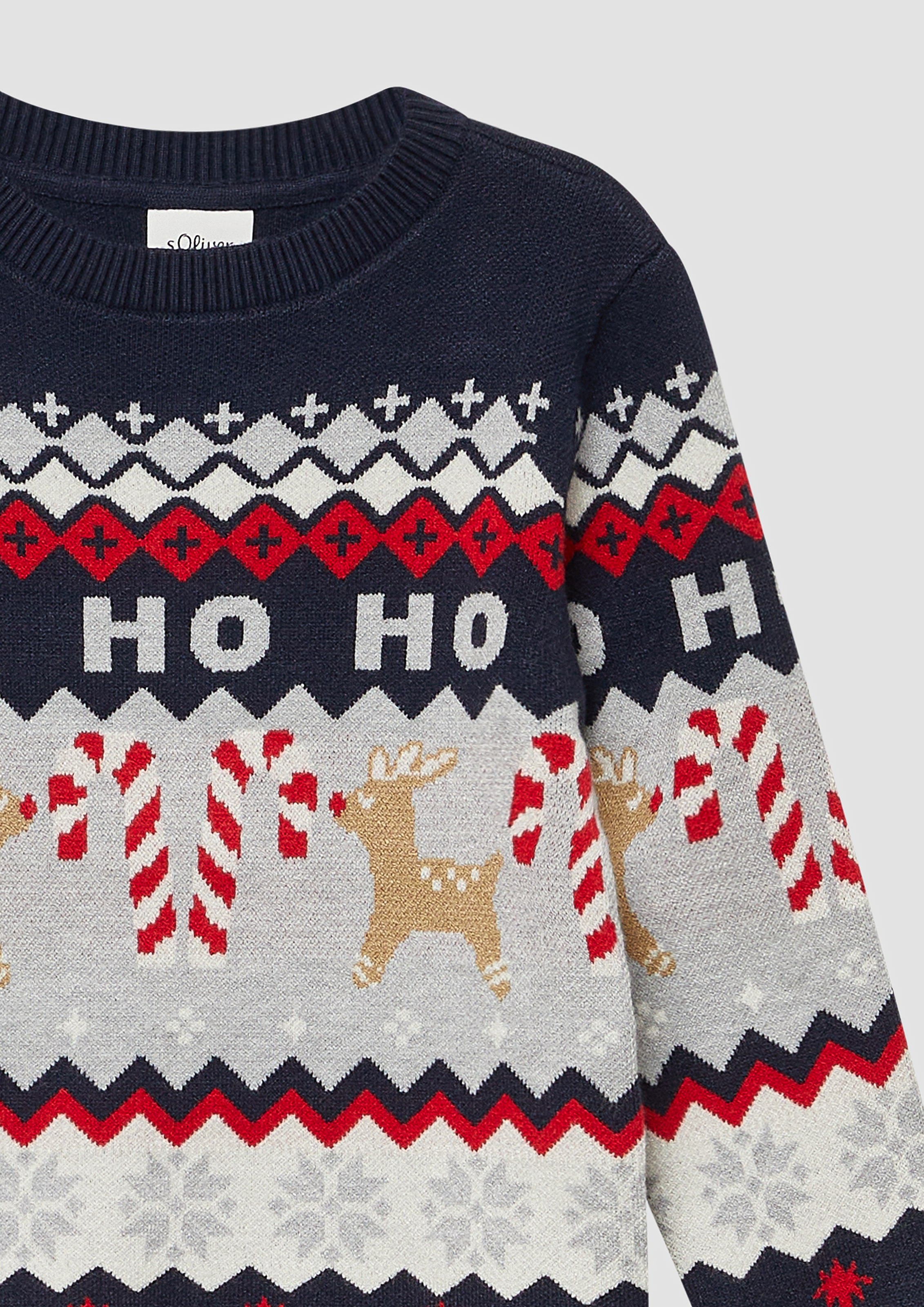 s.Oliver Junior Weihnachtspullover, mit Rundhalsausschnitt, Intarsie, Regular Fit
