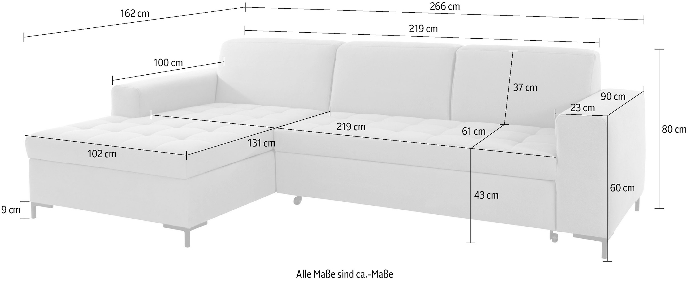 OTTO products Ecksofa »Grazzo, zeitlos und elegant, mit moderner Sitzheftung, L-Form«, hochwertige Stoffe aus recyceltem Material, Steppung im Sitzbereich