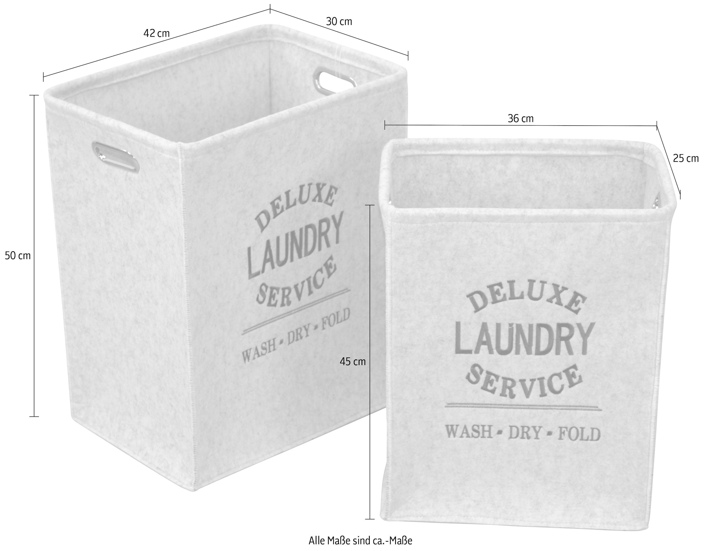 Home affaire Wäschesortierer, (Set, 2 St.), aus Filz, mit Aufdruck, mit Griffen, Höhen 45 und 50 cm