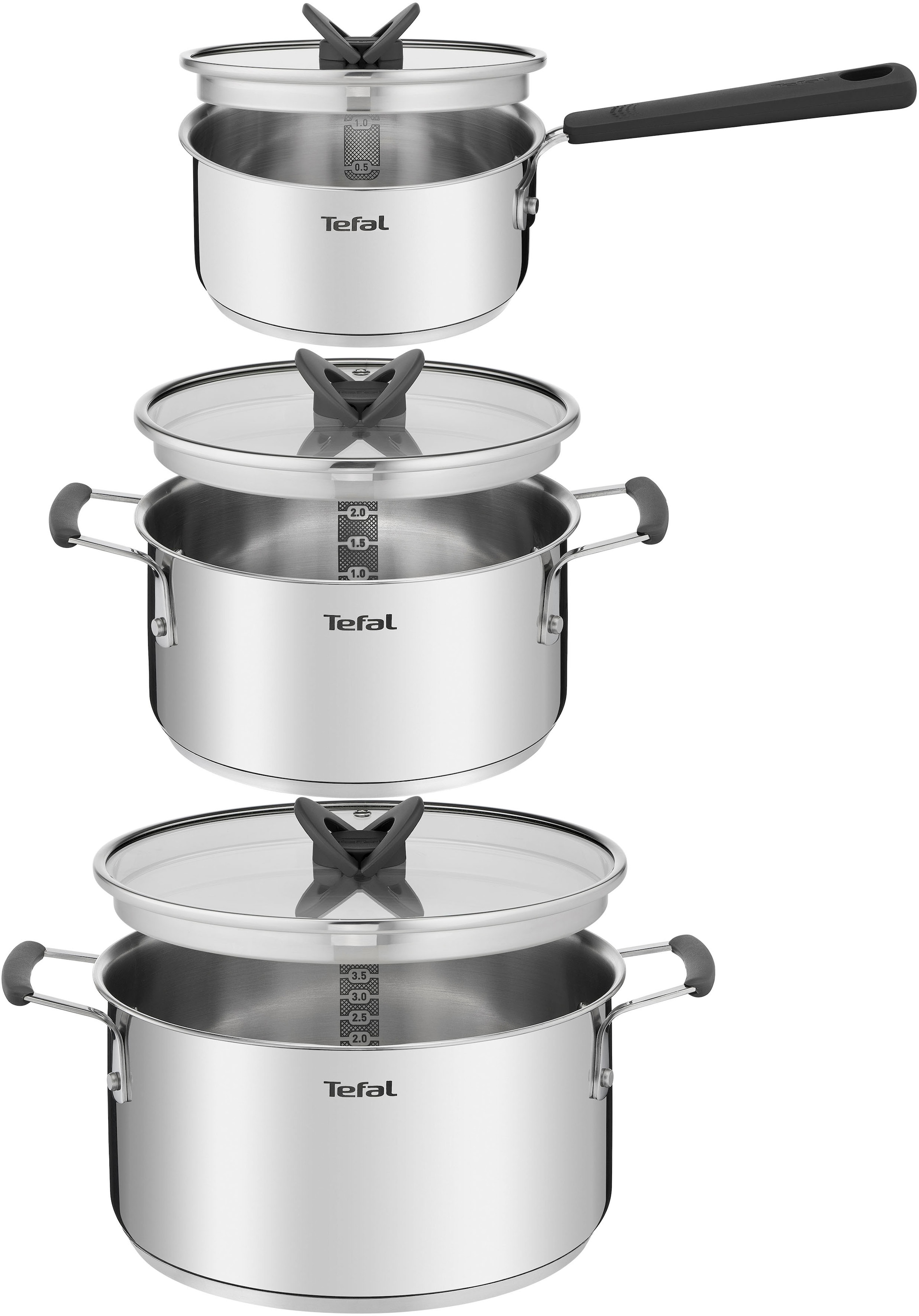 Tefal Topf-Set »G7376S Opti'Space«, Edelstahl, (Set, 6 tlg., Stielkasseroll günstig online kaufen