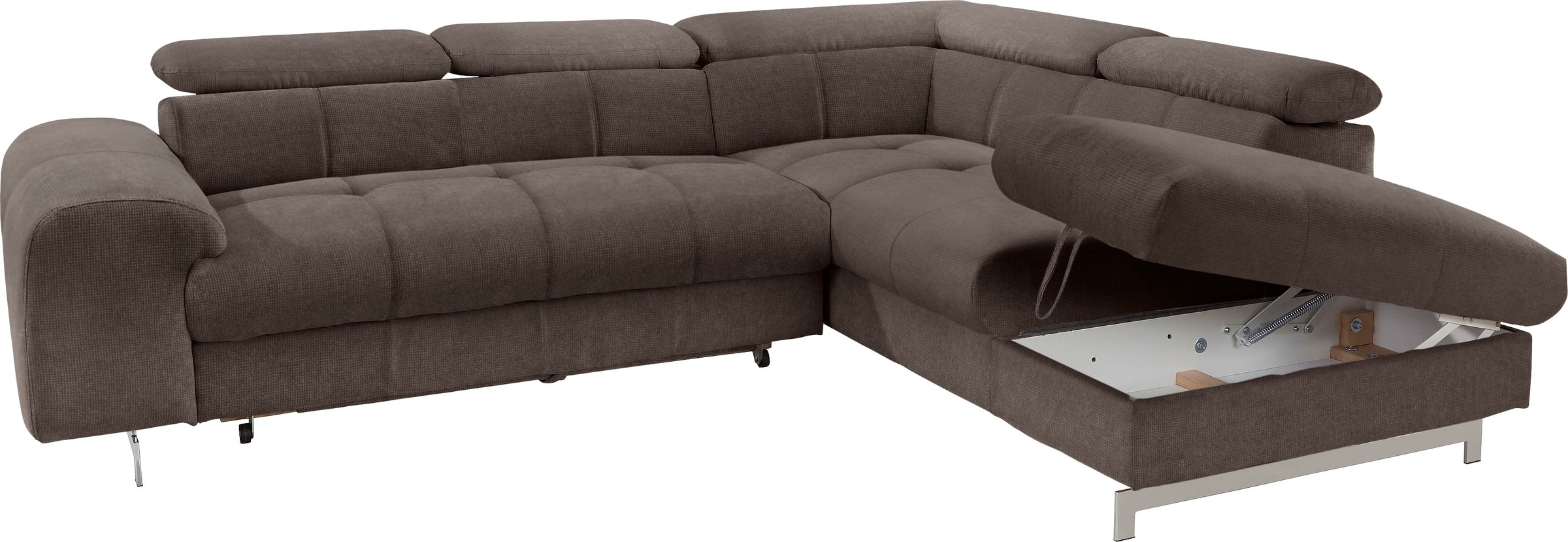 COTTA Polstergarnitur »Chef L-Form«, (Set, 2 tlg.), Set bestehend aus: Ecksofa mit Kopfteilverstellung & Hocker