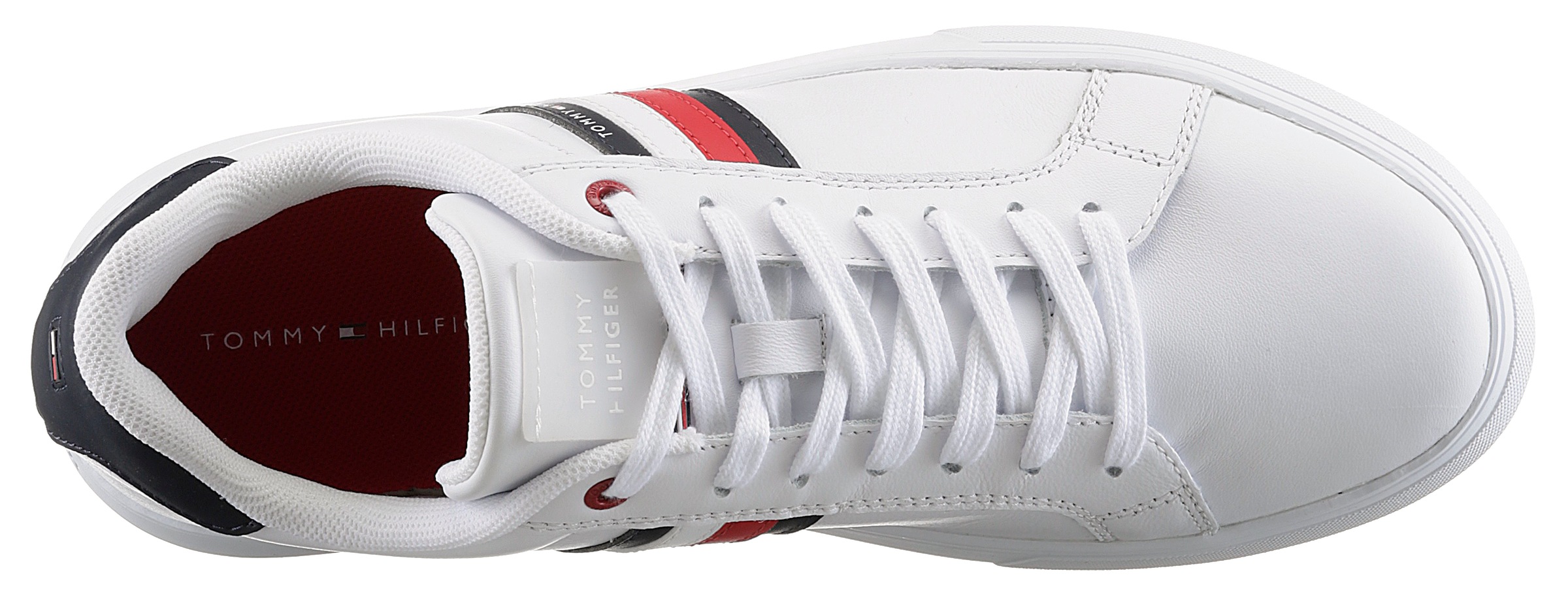 Tommy Hilfiger Sneaker »ESSENTIAL LEATHER CUPSOLE«, mit typischen Streifen, Freizeitschuh, Halbschuh, Schnürschuh