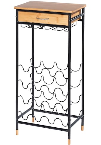 Weinflaschenhalter »Loft«, für 16 Flaschen, Metall in Kombination mit Bambus, 1 Schublade