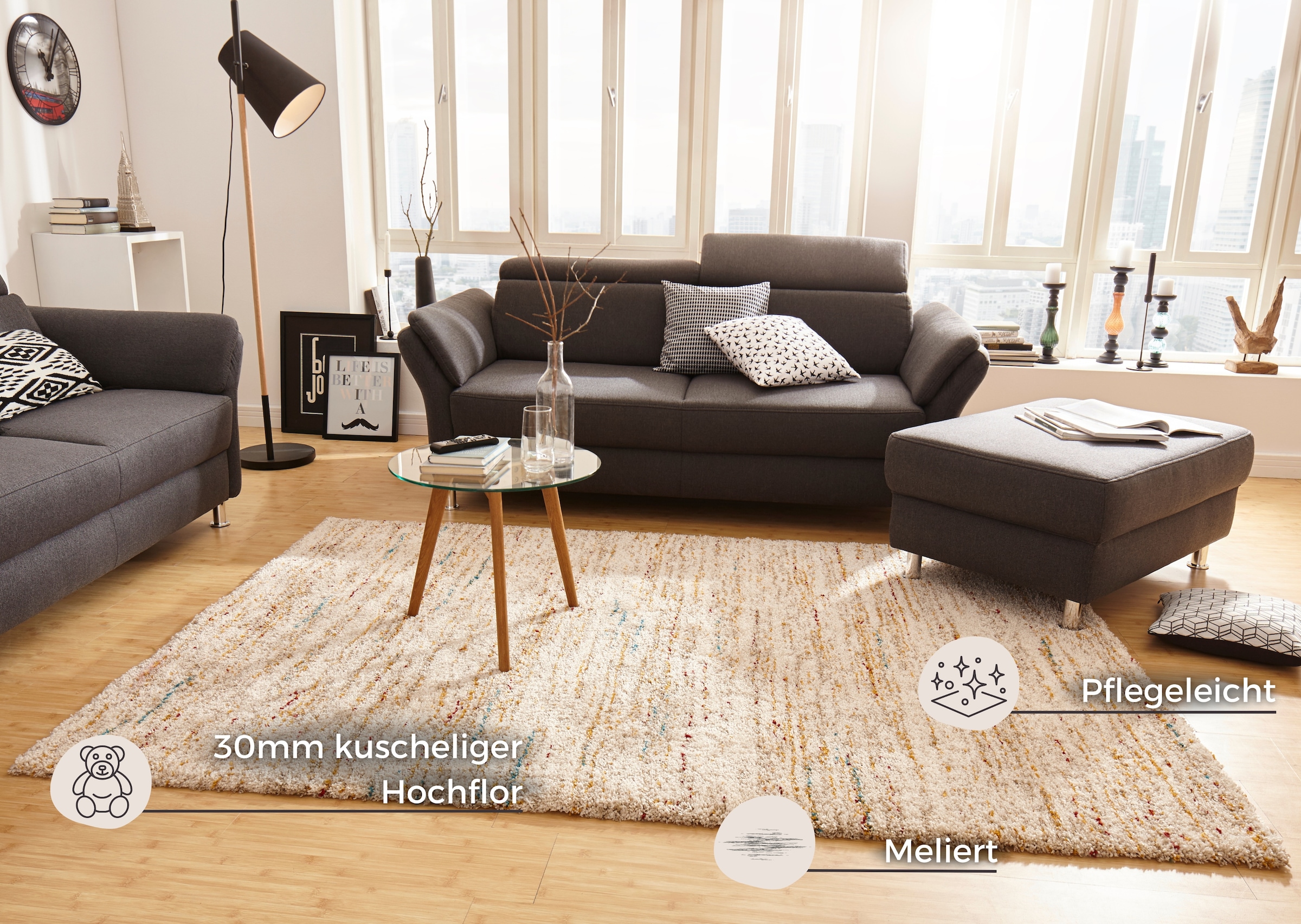 HANSE Home Hochflor-Teppich »Chic«, rechteckig, 30 mm Höhe, Shaggy, Weich, Flauschig, Flokati, Meliert, Wohnzimmer, Schlafzimmer