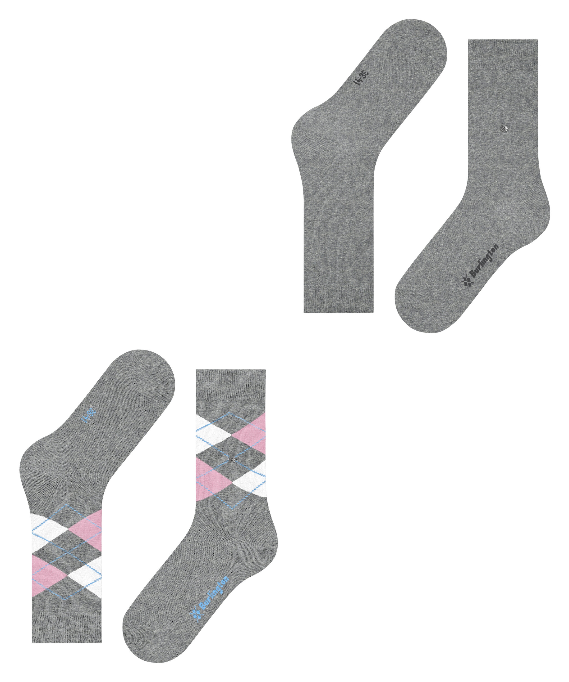 Burlington Socken »Everyday Mix«, (2 Paar), One size fits all, passend von Gr. 36-41, Argyle-Design, blickdicht