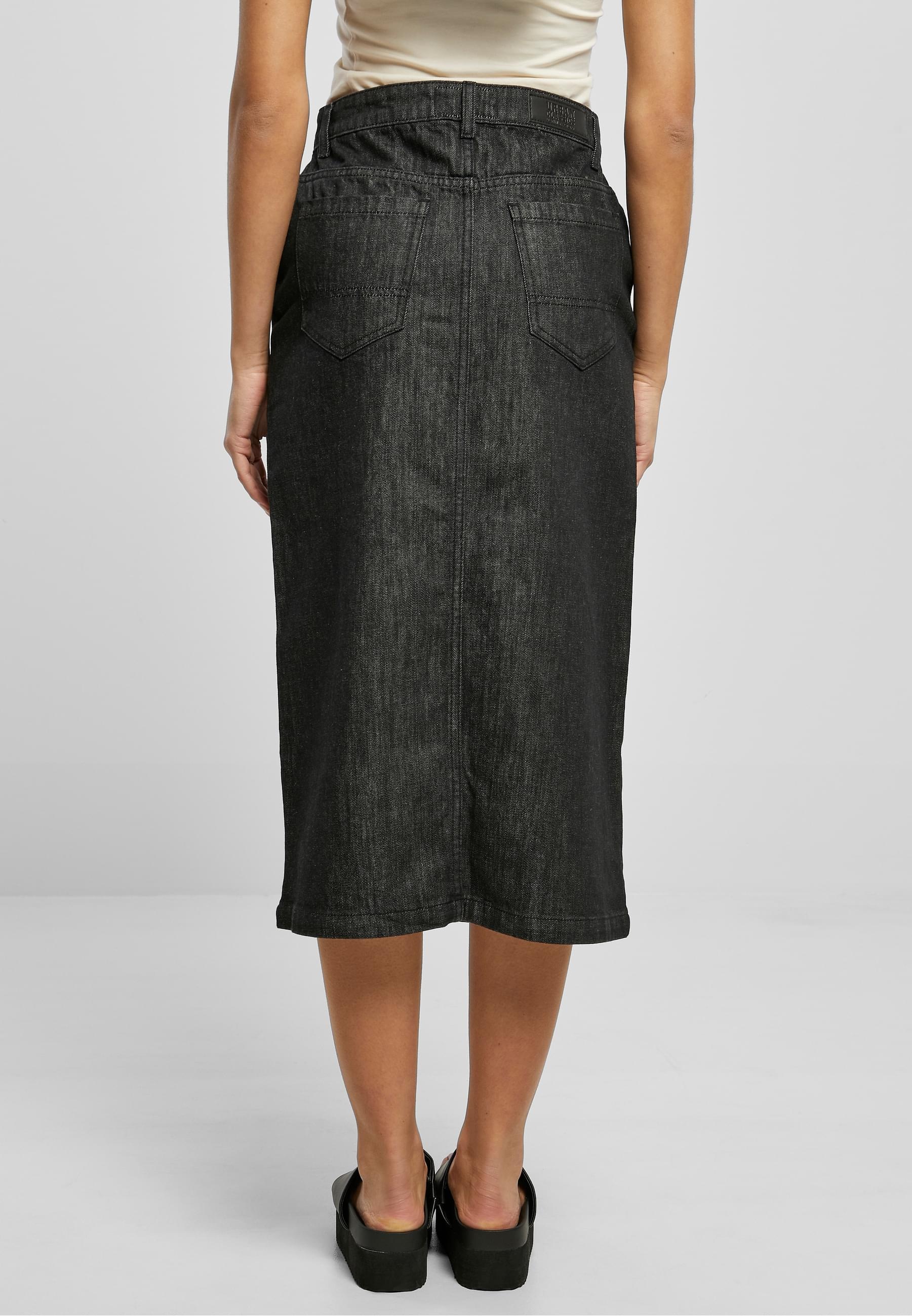 URBAN CLASSICS Jerseyrock »Urban Classics Damen Ladies Midi Denim Skirt«, 1 Stk.
