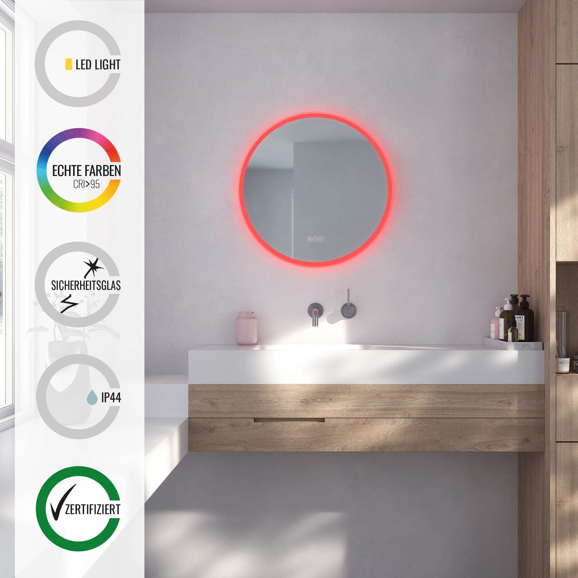 Loevschall Badspiegel »Johannesburg RGB Badezimmerspiegel, rund, Farbwechse günstig online kaufen